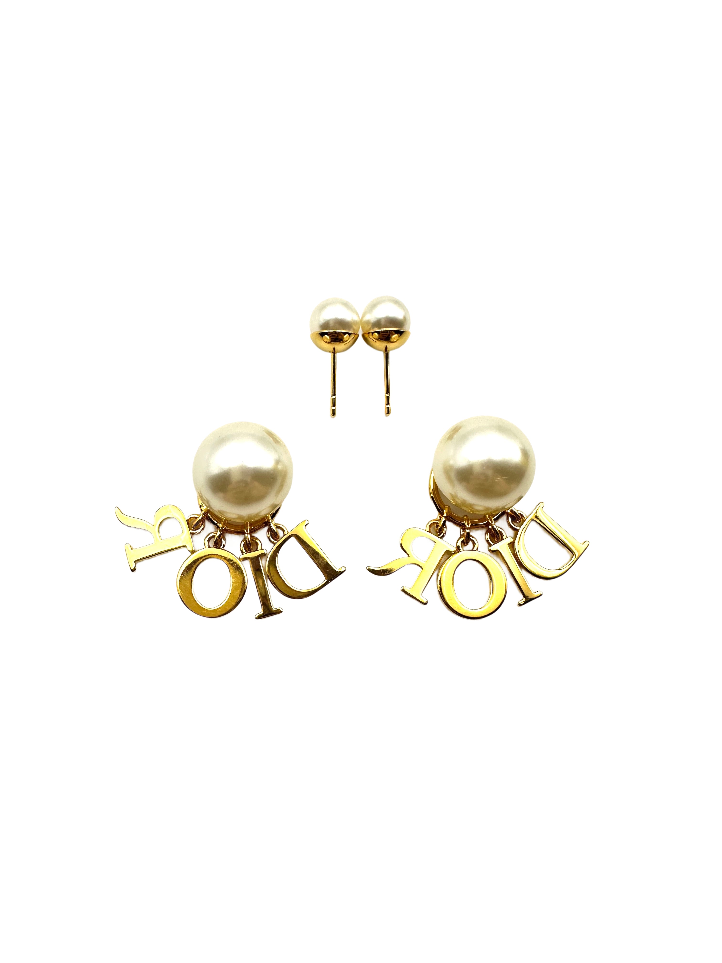 Dior Tribales Pearl & Logo Earrings DOJE10