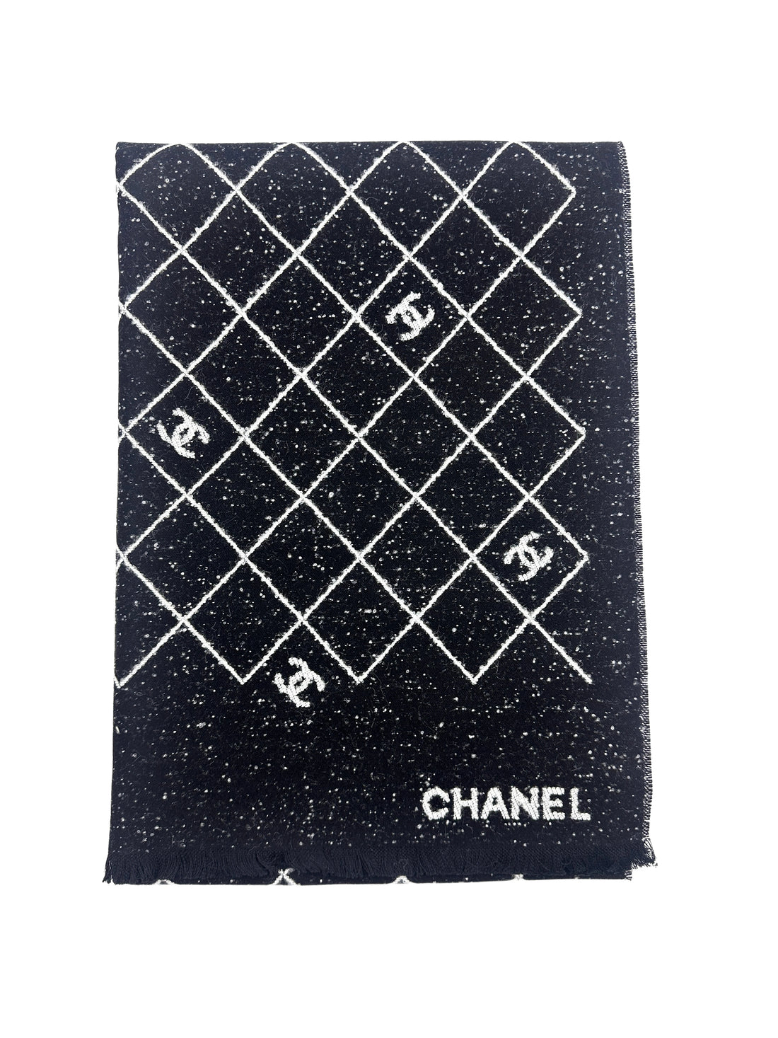 Chanel Wool Scarf  Black White Stole 2025 New Style CCS01