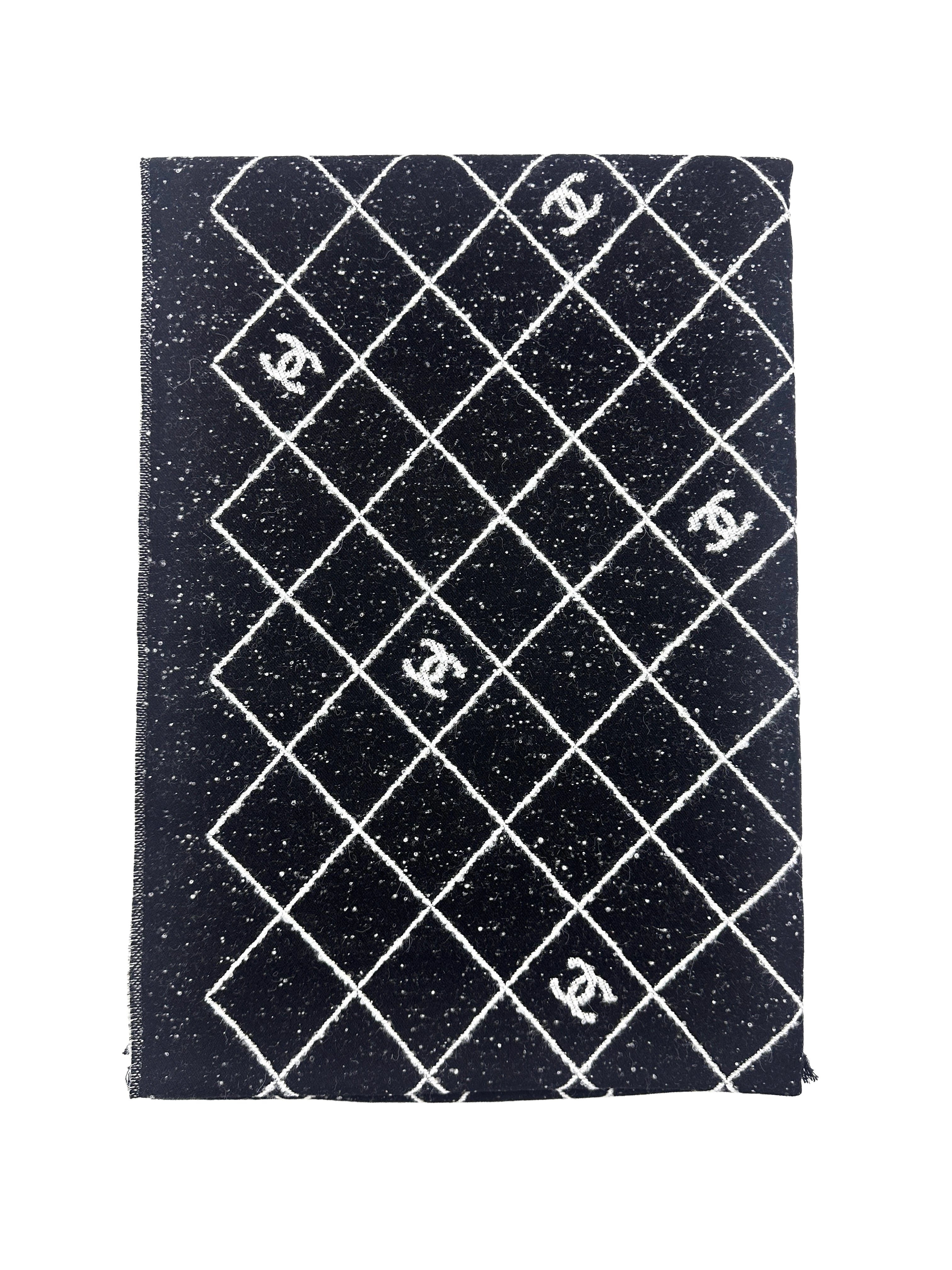 Chanel Wool Scarf  Black White Stole 2025 New Style CCS01