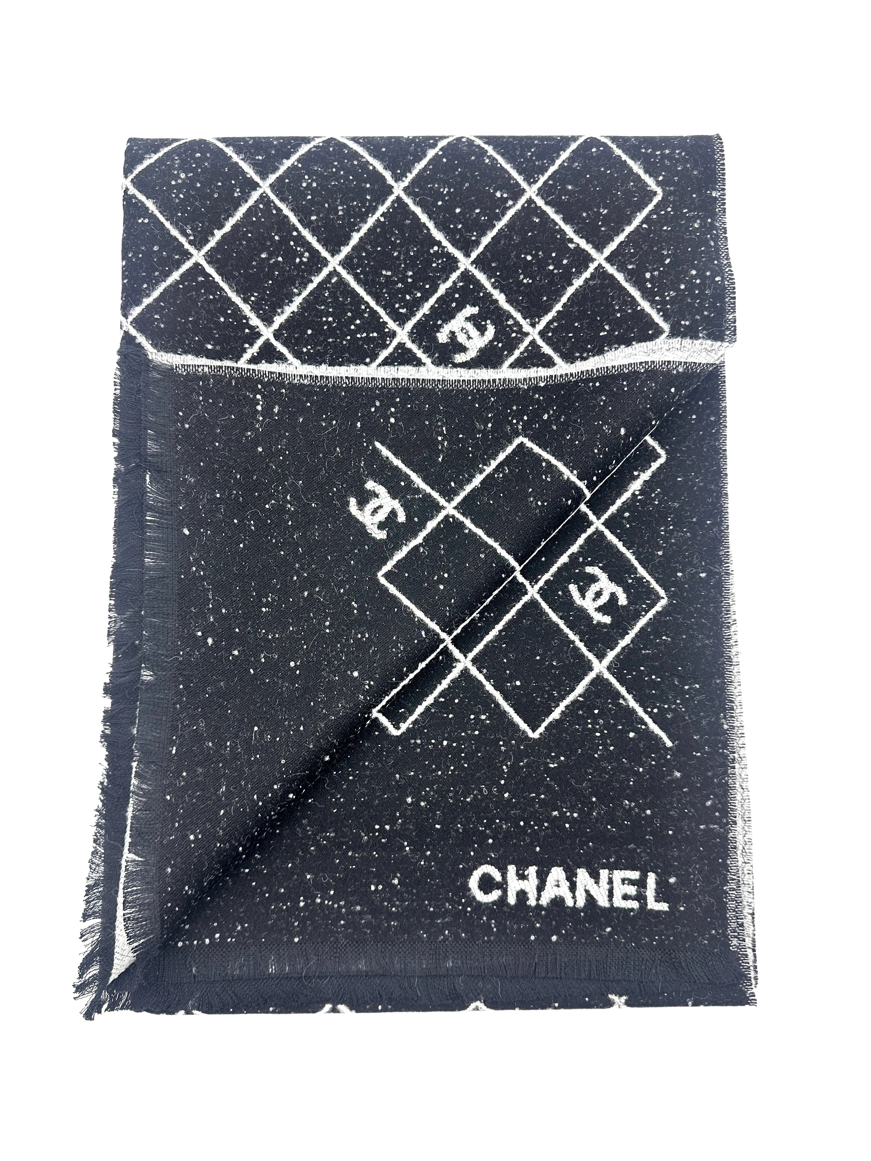 Chanel Wool Scarf  Black White Stole 2025 New Style CCS01
