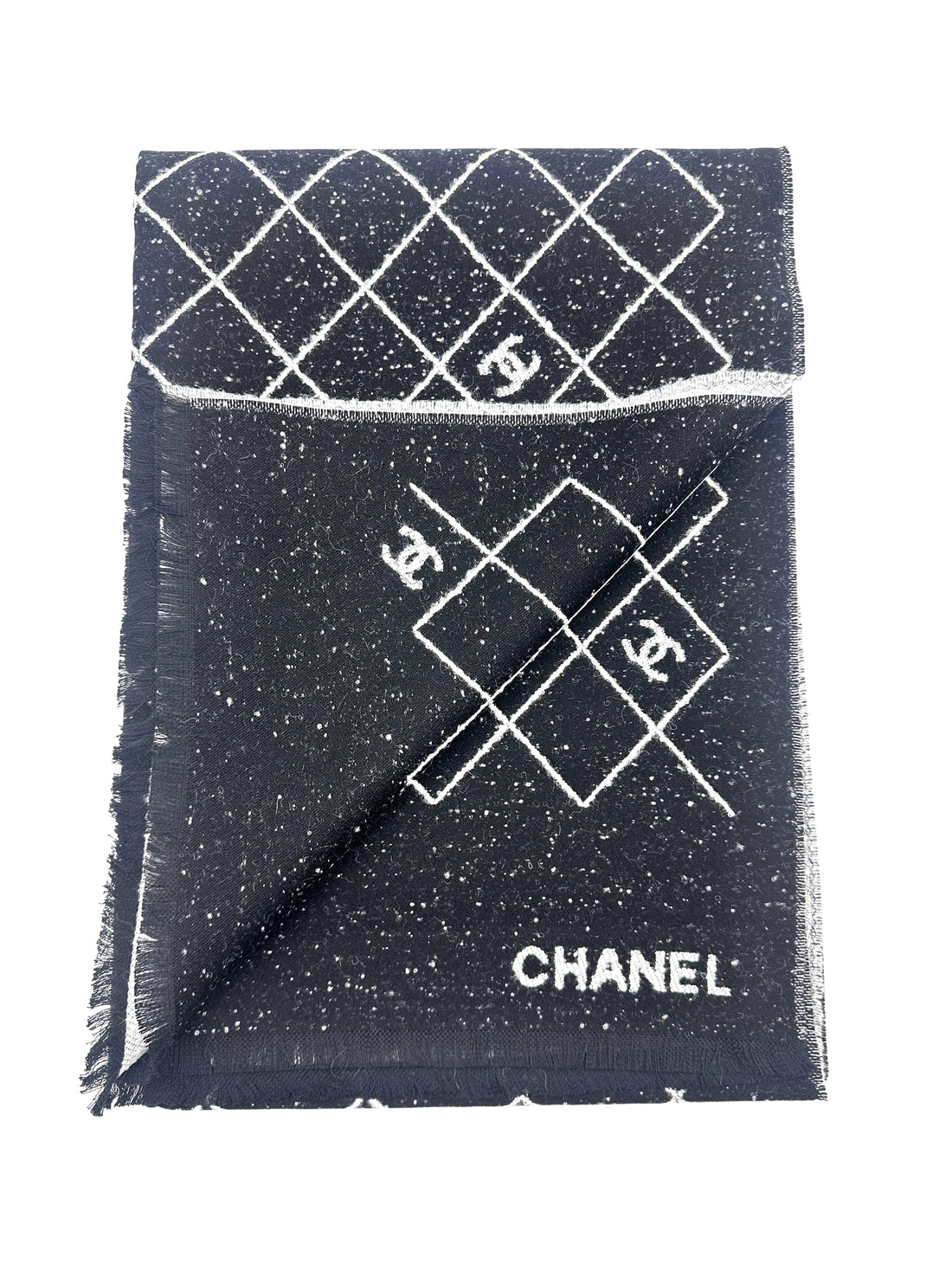 Chanel Wool Scarf  Black White Stole 2025 New Style CCS01