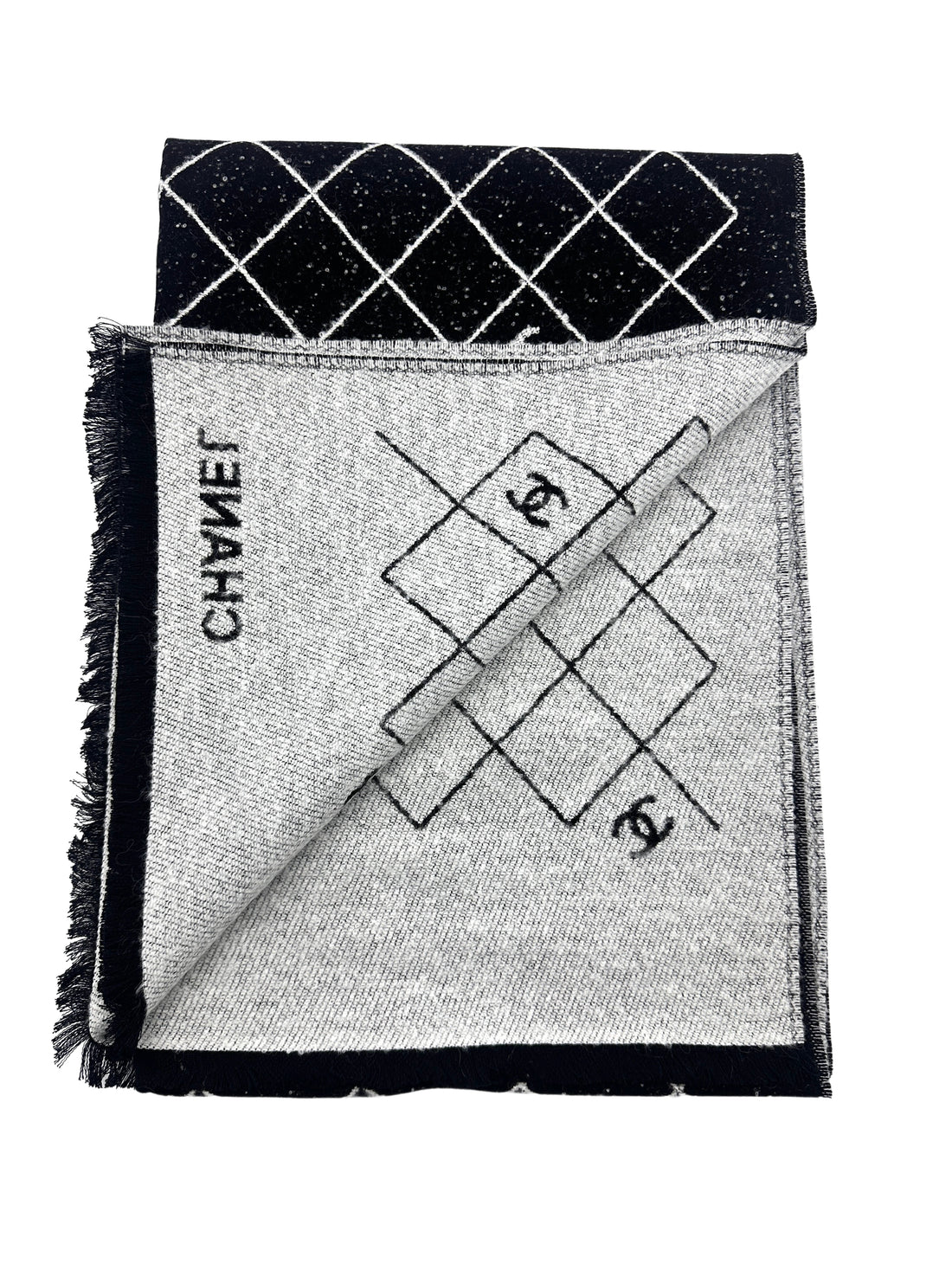 Chanel Wool Scarf  Black White Stole 2025 New Style CCS01