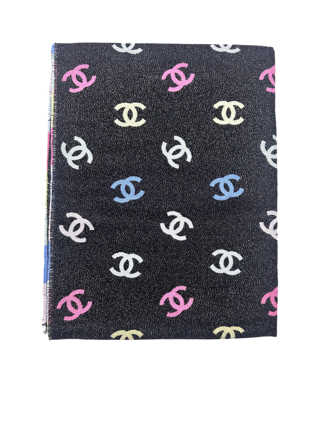 Chanel Rainbow Shiny Multicolor CC Logo Cashmere Wool Scarf  2024 Style CCS02