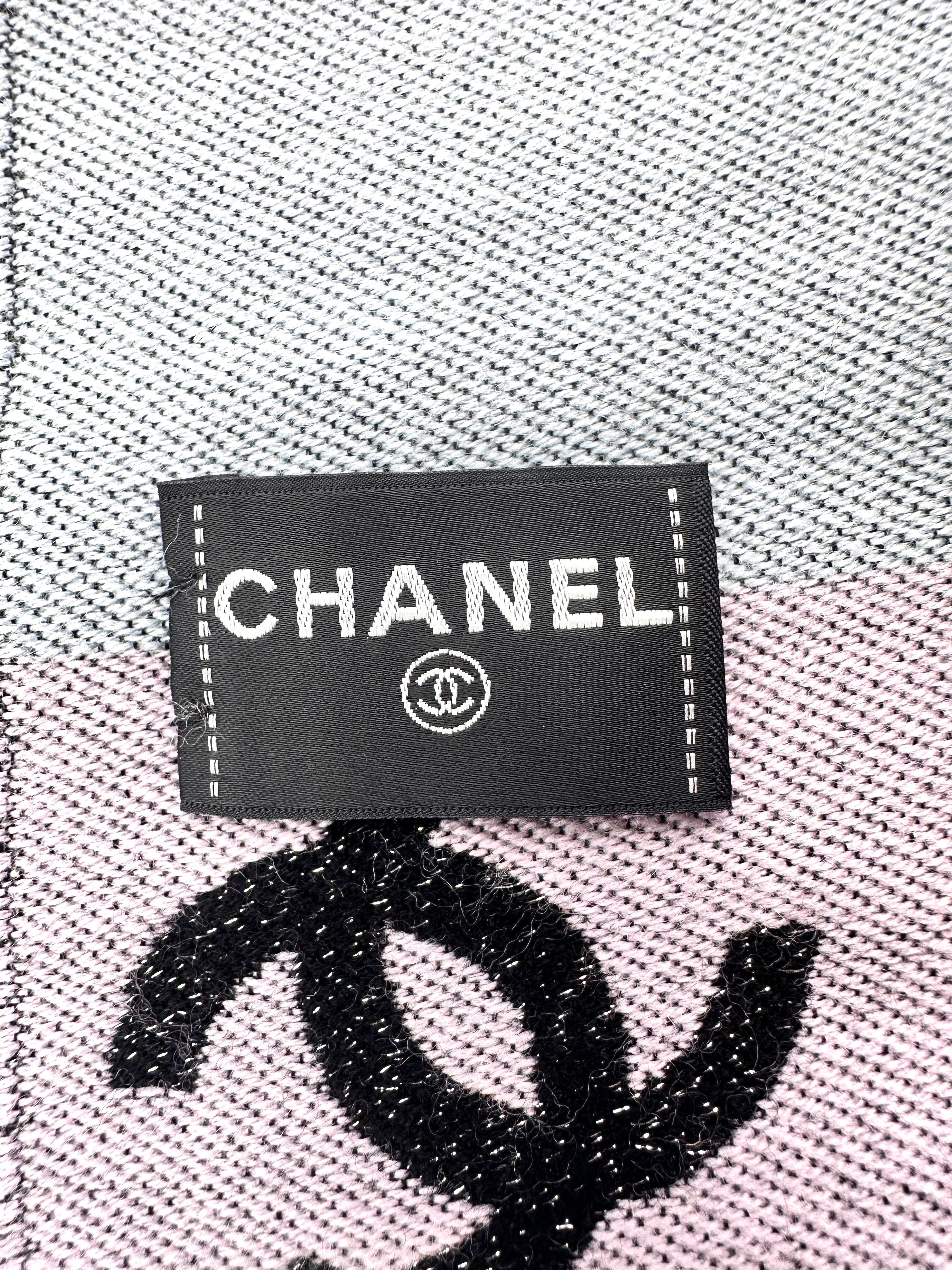 Chanel Rainbow Shiny Multicolor CC Logo Cashmere Wool Scarf  2024 Style CCS02