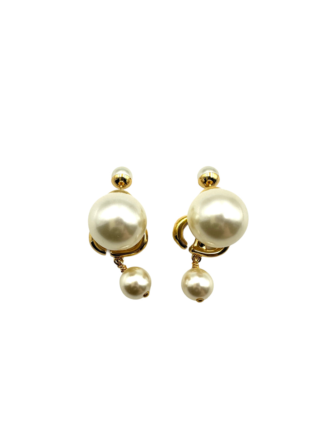 Dior Tribal Earrings with Resin Pearls and White Crystals DOJE01