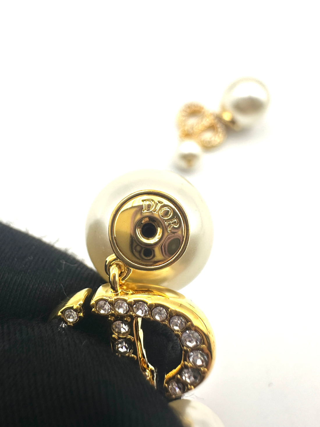 Dior Tribal Earrings with Resin Pearls and White Crystals DOJE01