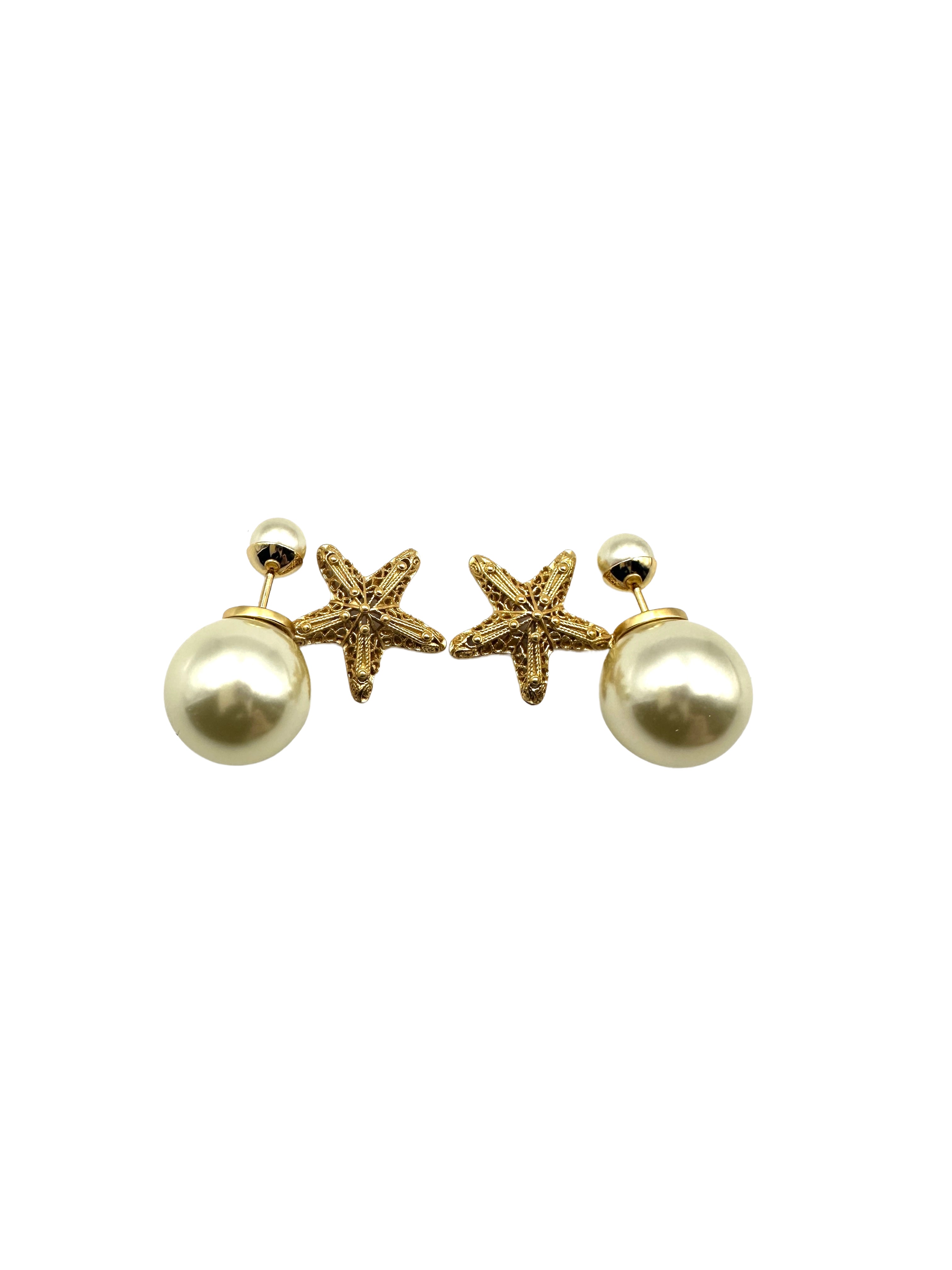 Dior Tribales Earrings with White Resin Pearls and Starfish Charms DOJE03