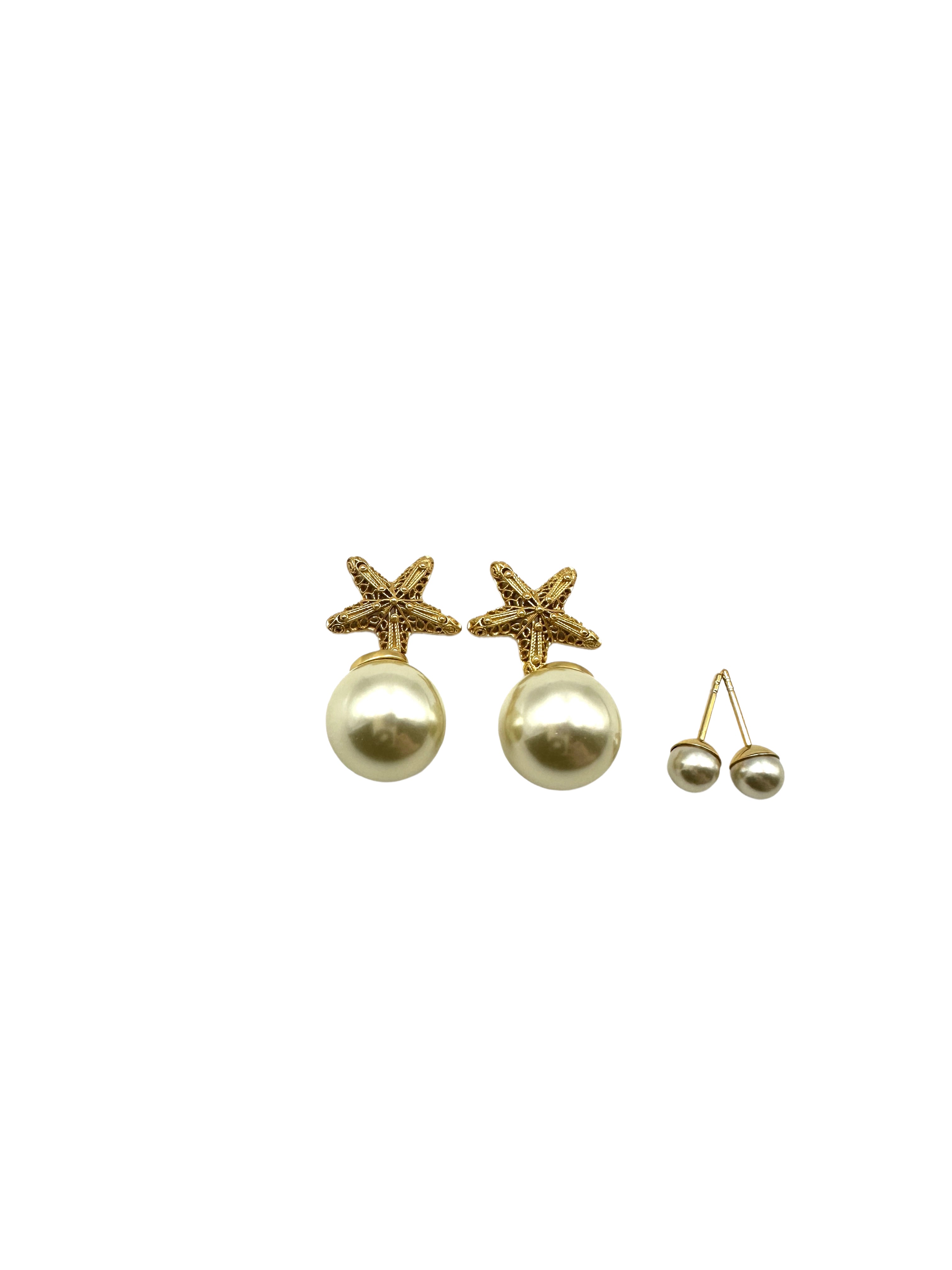 Dior Tribales Earrings with White Resin Pearls and Starfish Charms DOJE03