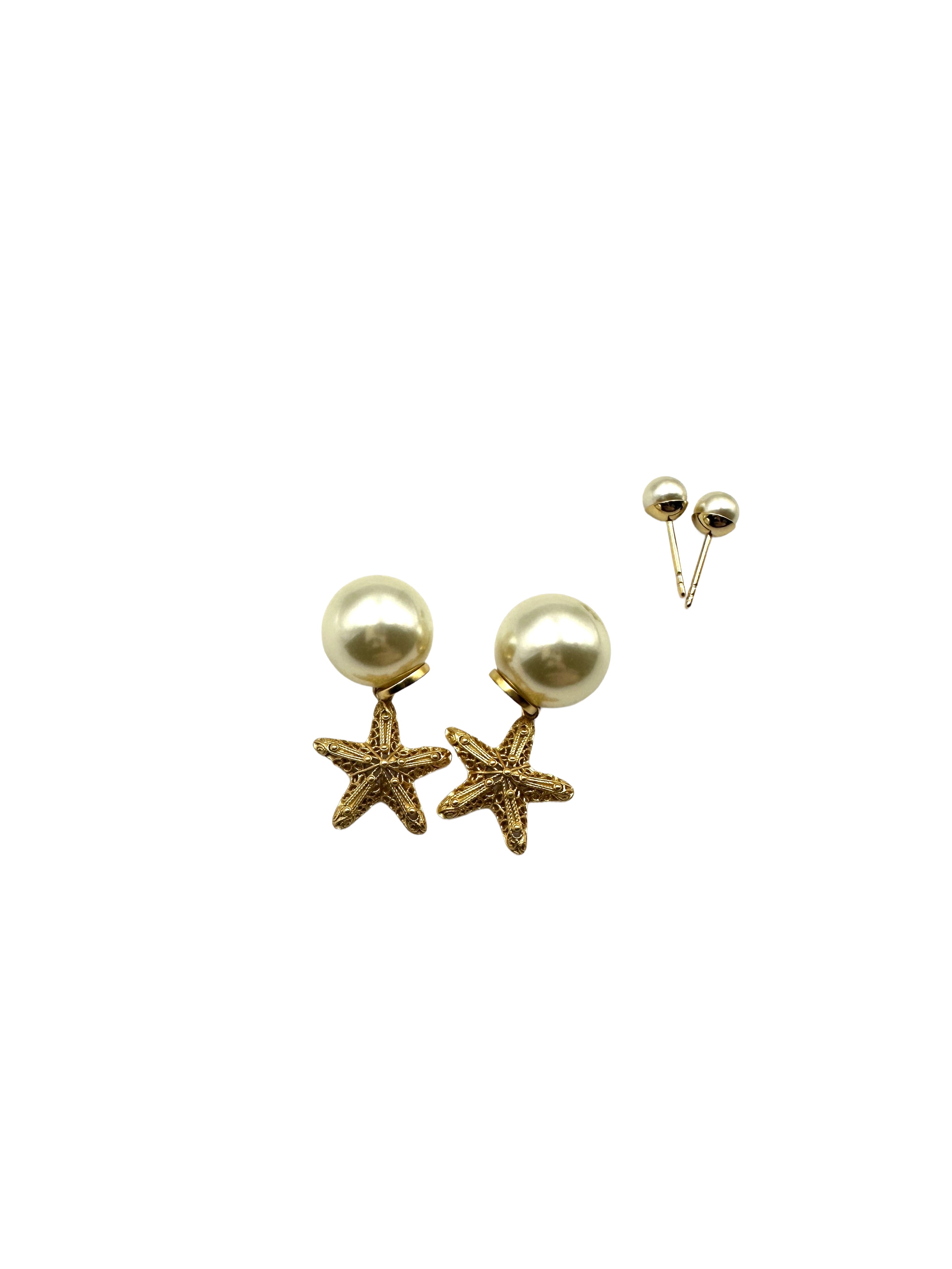 Dior Tribales Earrings with White Resin Pearls and Starfish Charms DOJE03