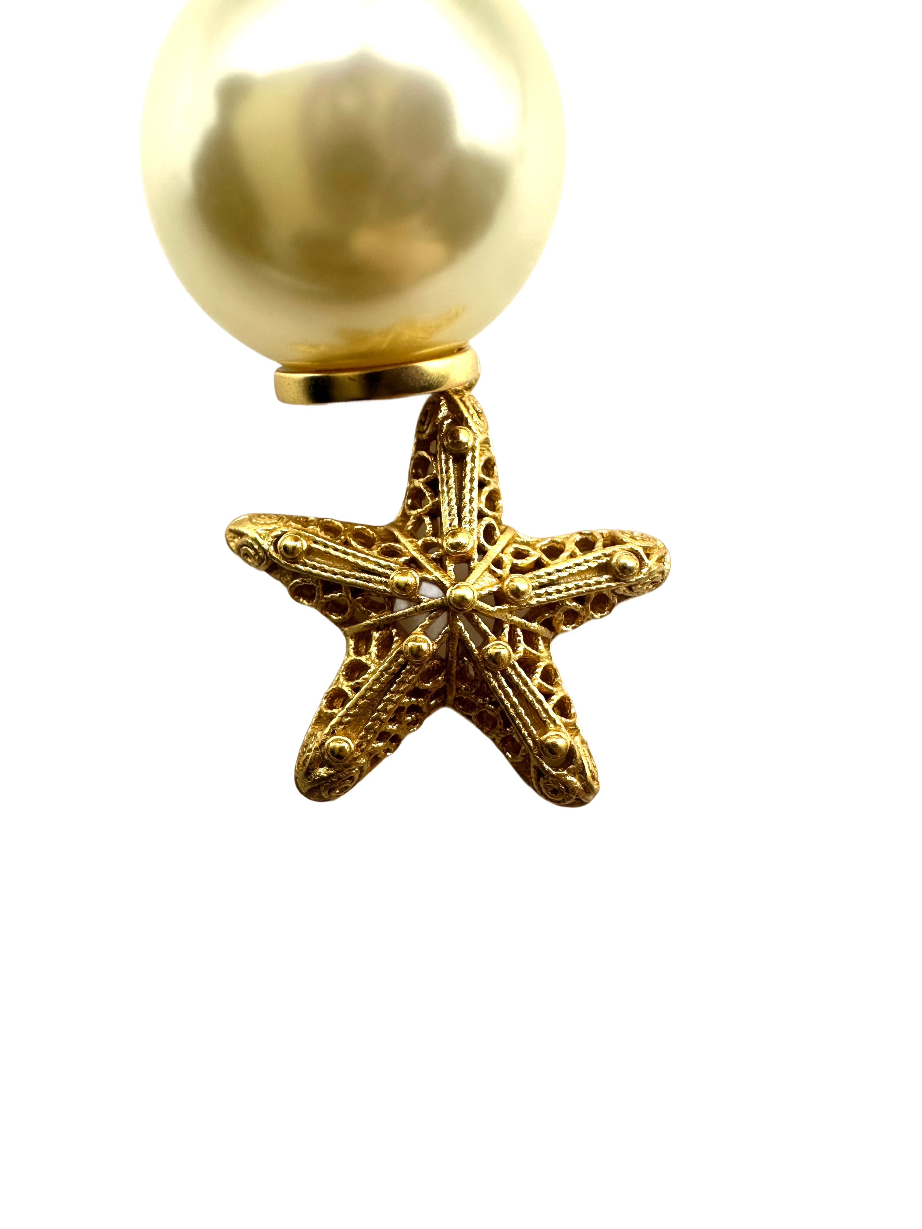 Dior Tribales Earrings with White Resin Pearls and Starfish Charms DOJE03