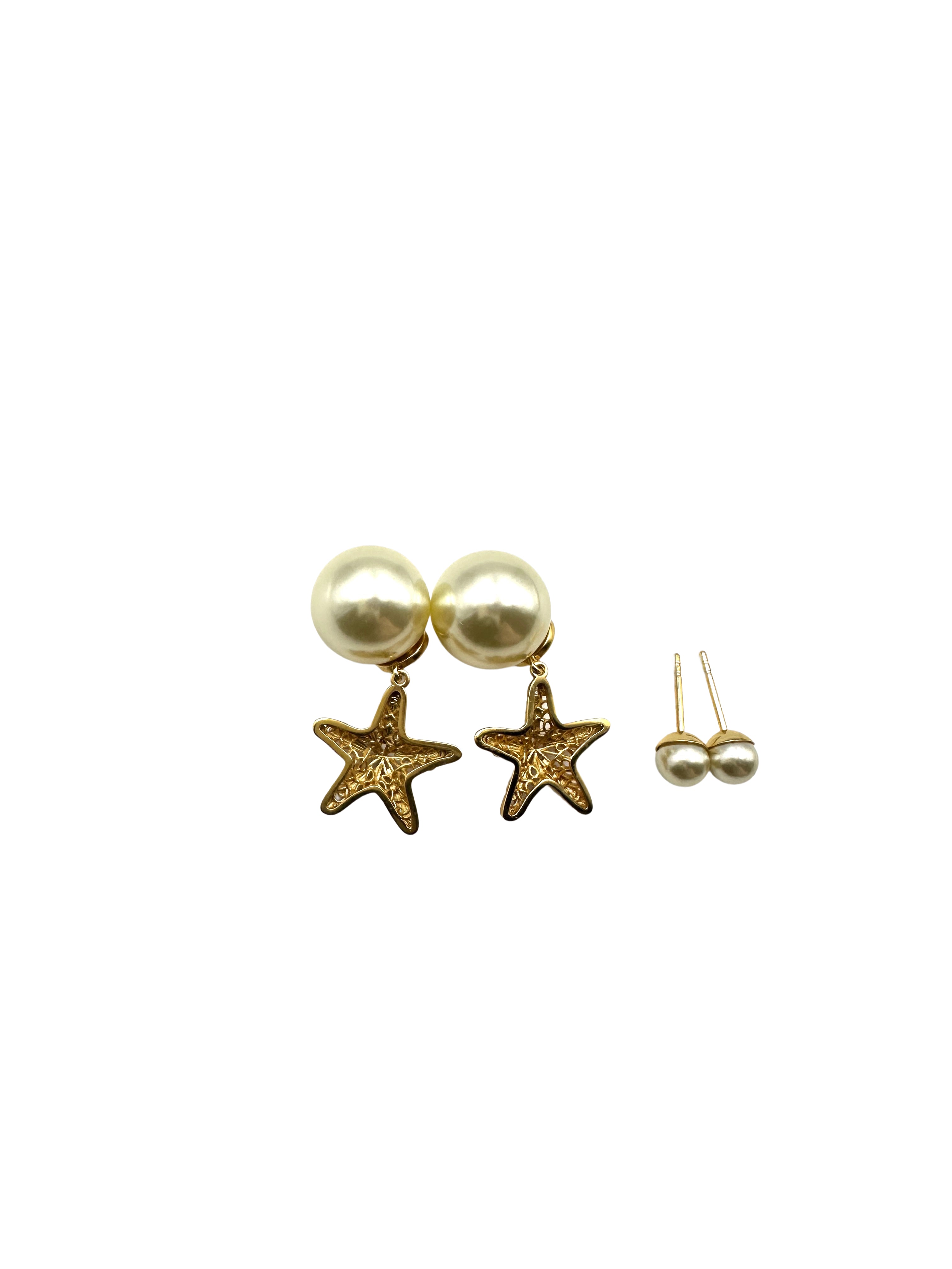 Dior Tribales Earrings with White Resin Pearls and Starfish Charms DOJE03