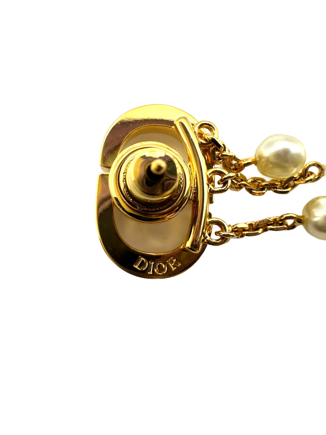 Dior Petit CD Crystal Earrings with White Resin Pearls Drop DOJE04