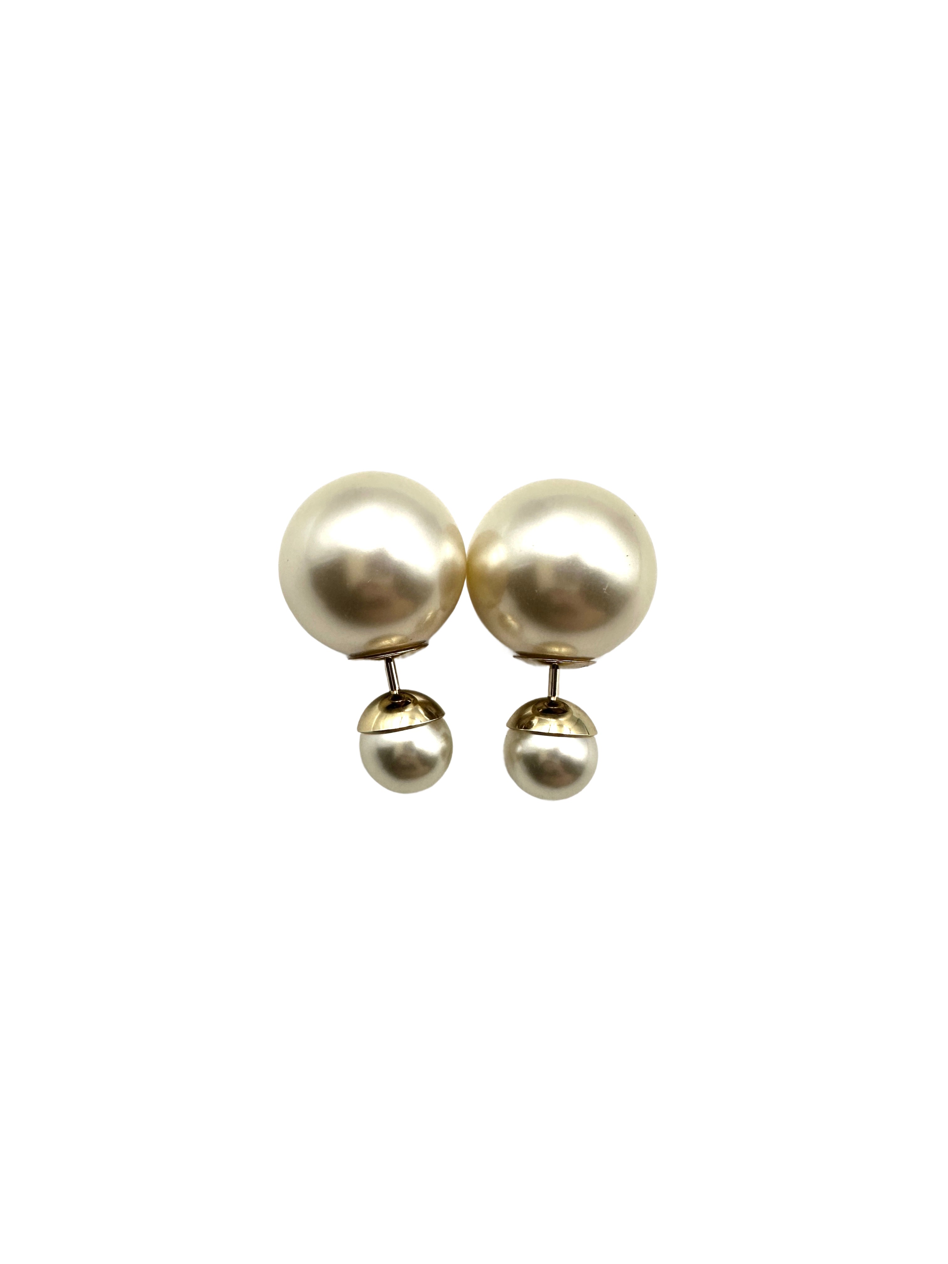 Dior Tribales  Earrings with Double White Resin Pearls and Gold-Finished DOJE05
