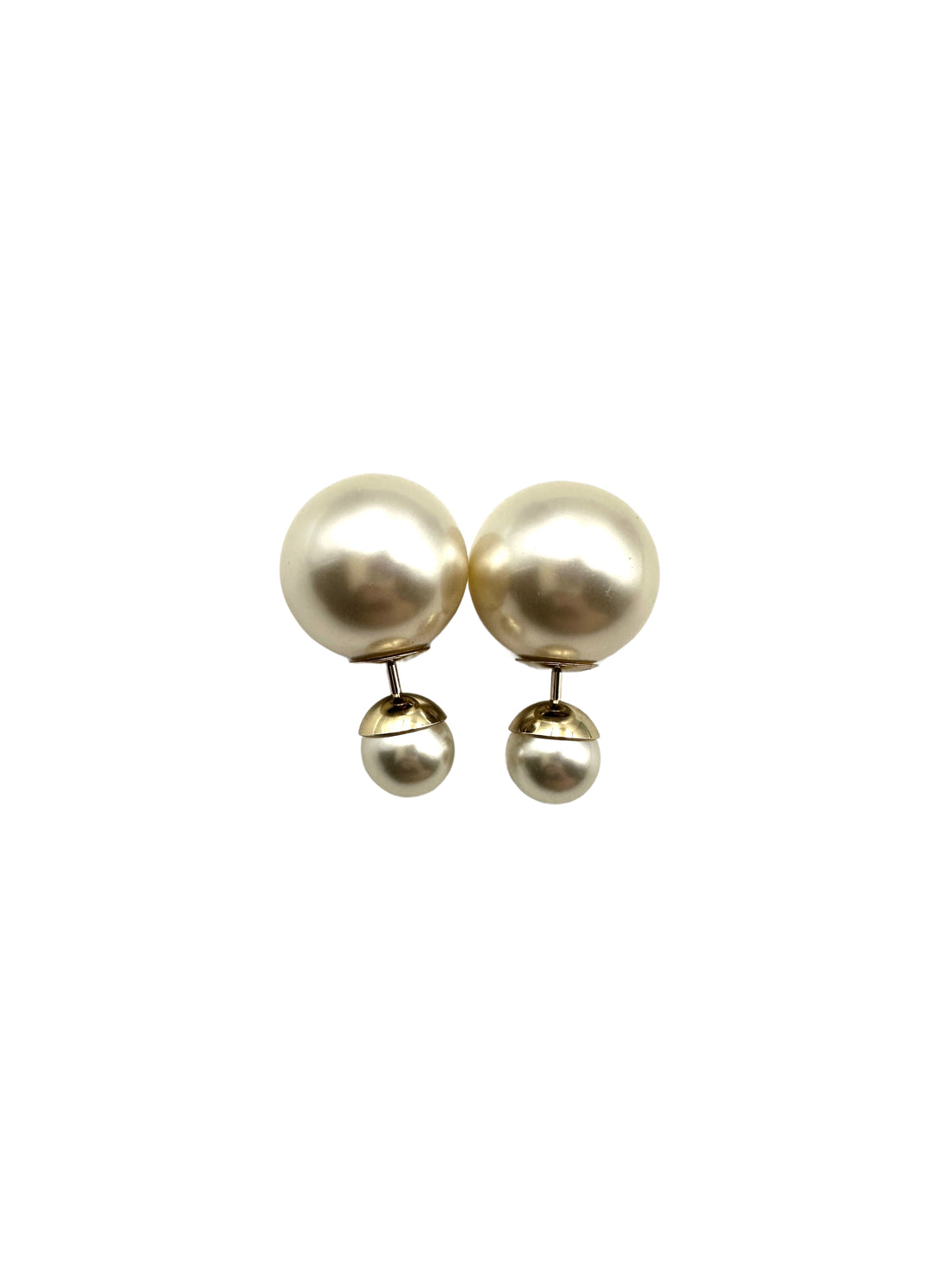 Dior Tribales  Earrings with Double White Resin Pearls and Gold-Finished DOJE05