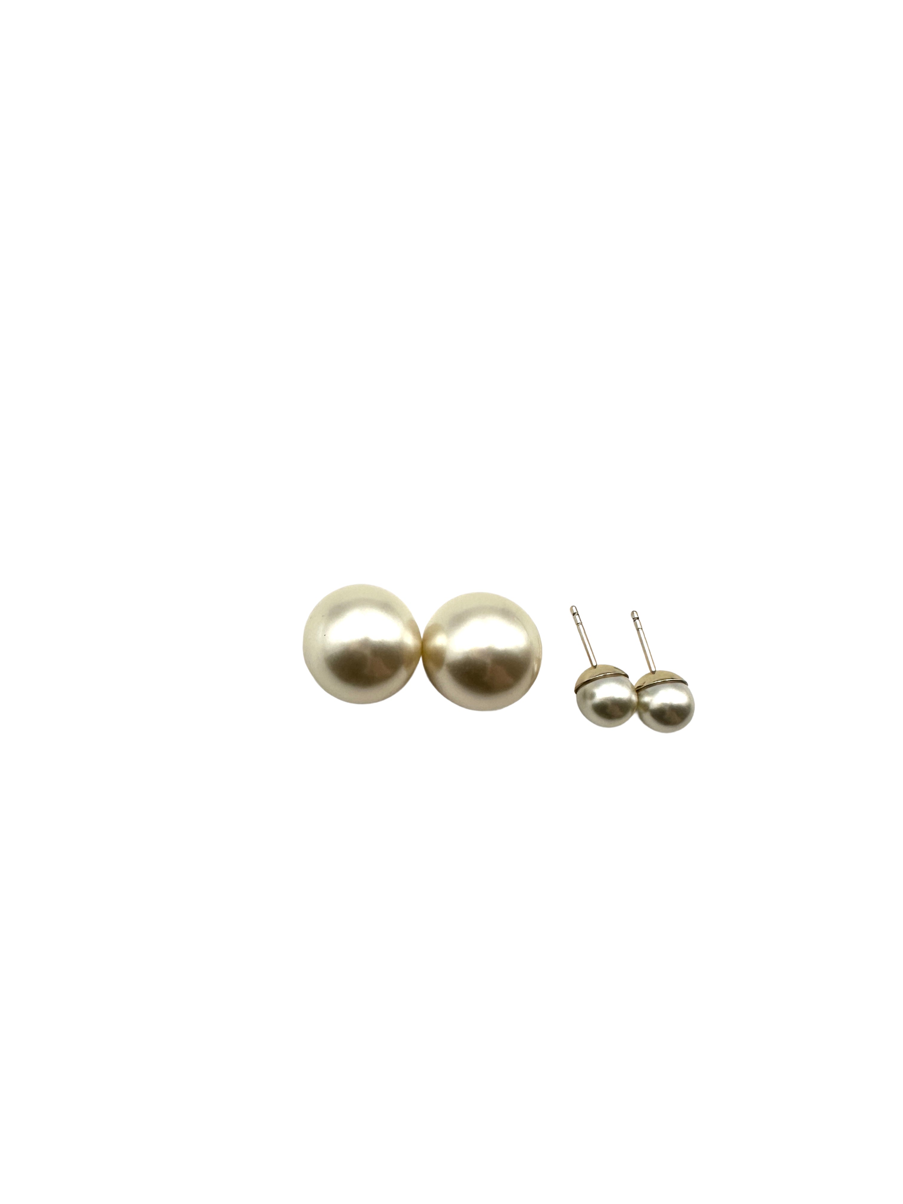Dior Tribales  Earrings with Double White Resin Pearls and Gold-Finished DOJE05