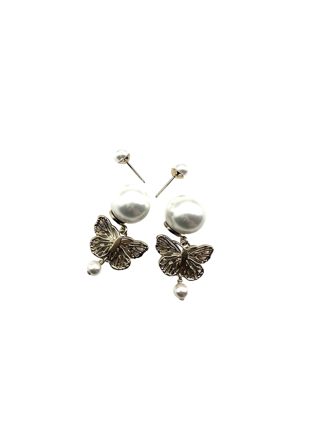 Dior Tribales  Butterfly Earrings withWhite Resin Pearls and Gold-Finished DOJE06