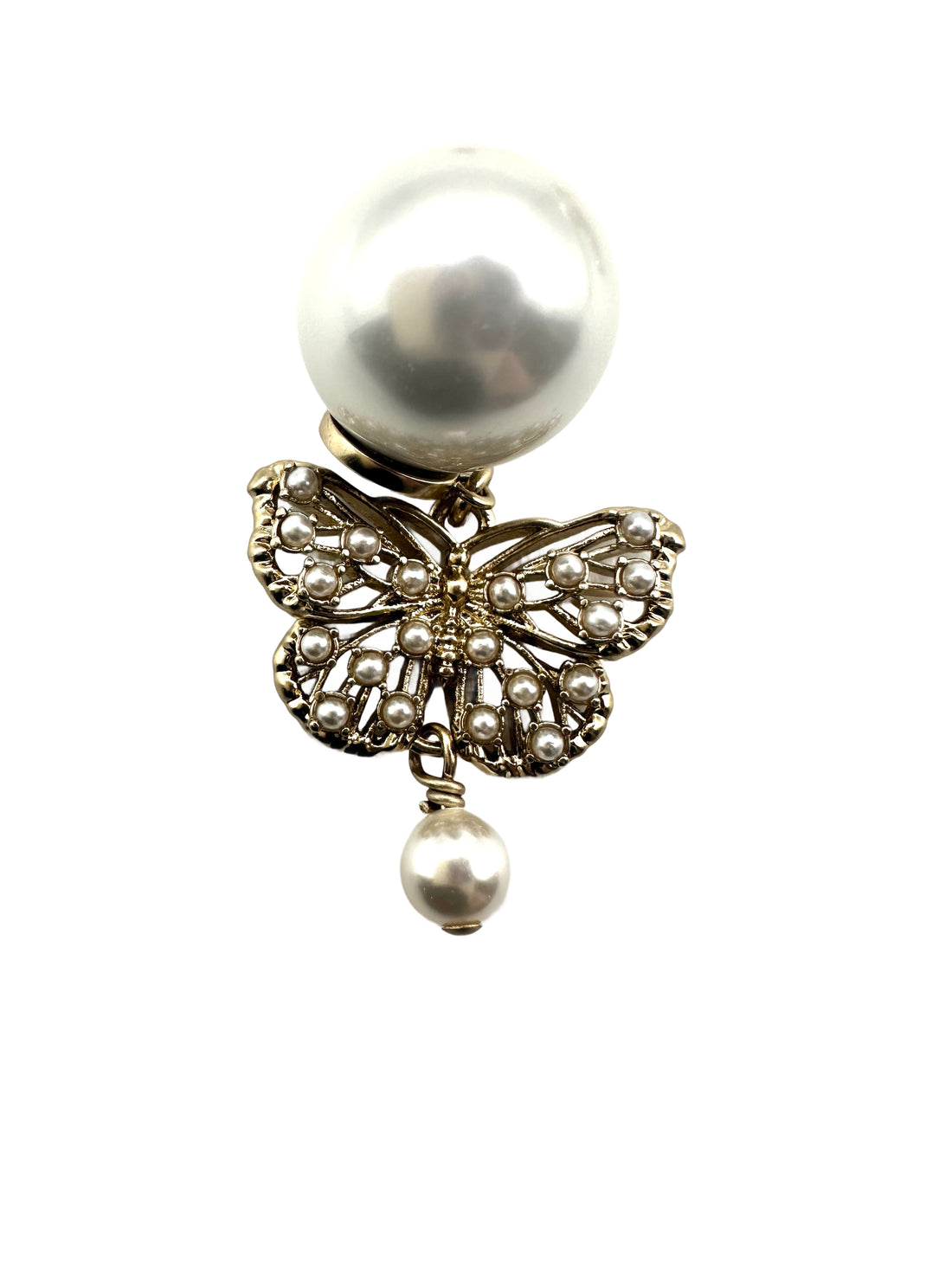 Dior Tribales  Butterfly Earrings withWhite Resin Pearls and Gold-Finished DOJE06