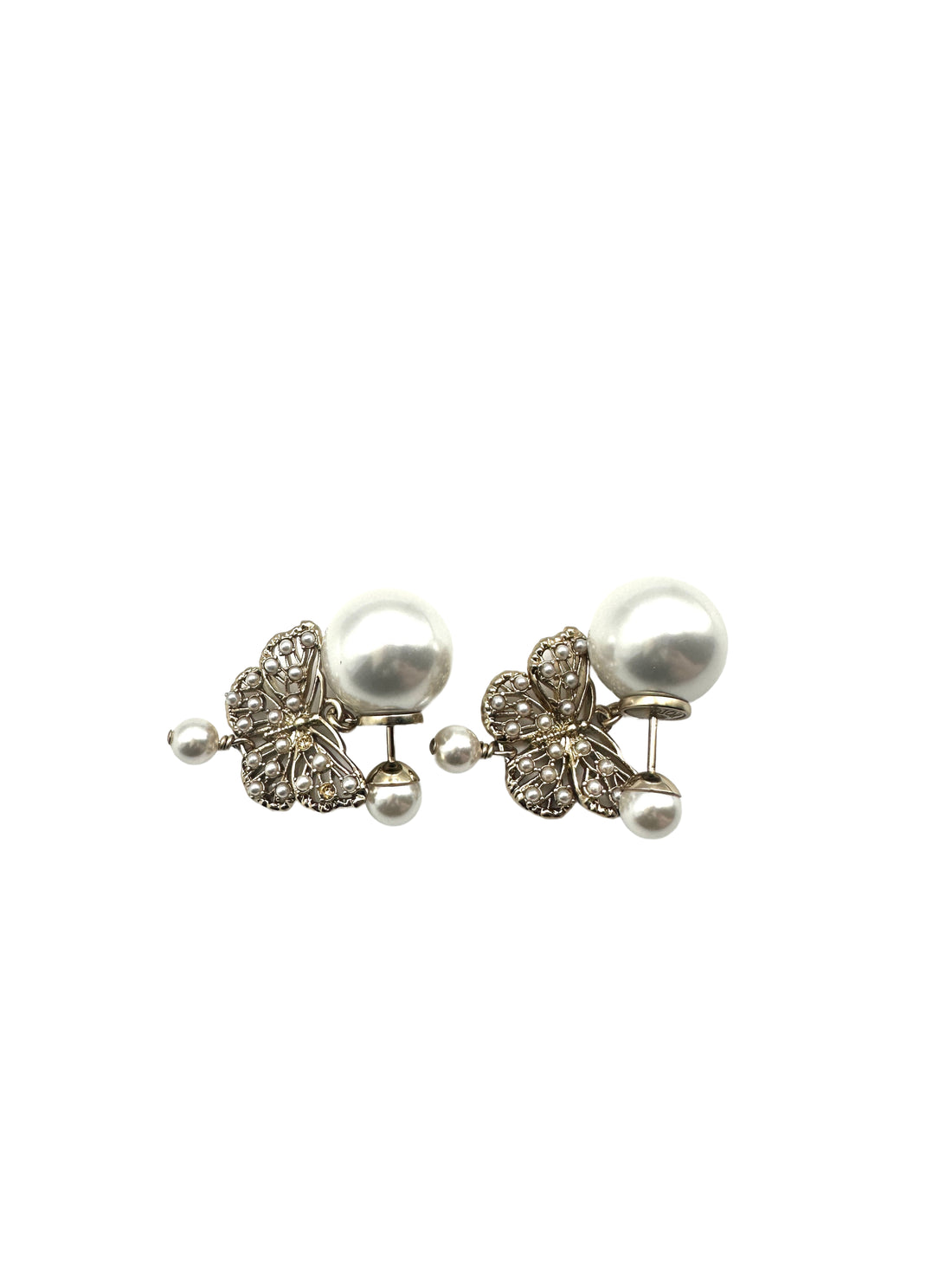 Dior Tribales  Butterfly Earrings withWhite Resin Pearls and Gold-Finished DOJE06