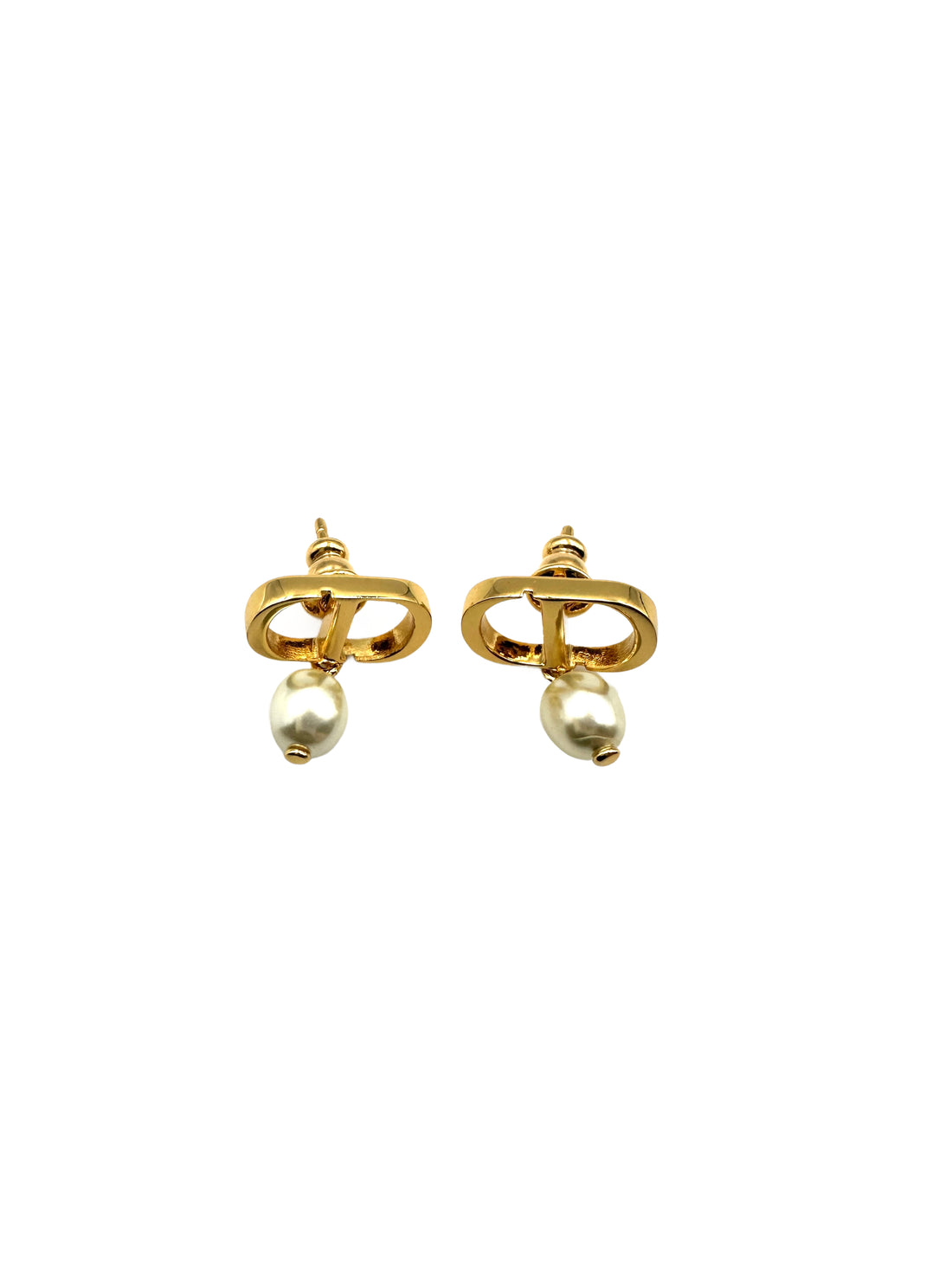 Dior Metal Petit CD Earrings with White Resin Pearls DOJE09