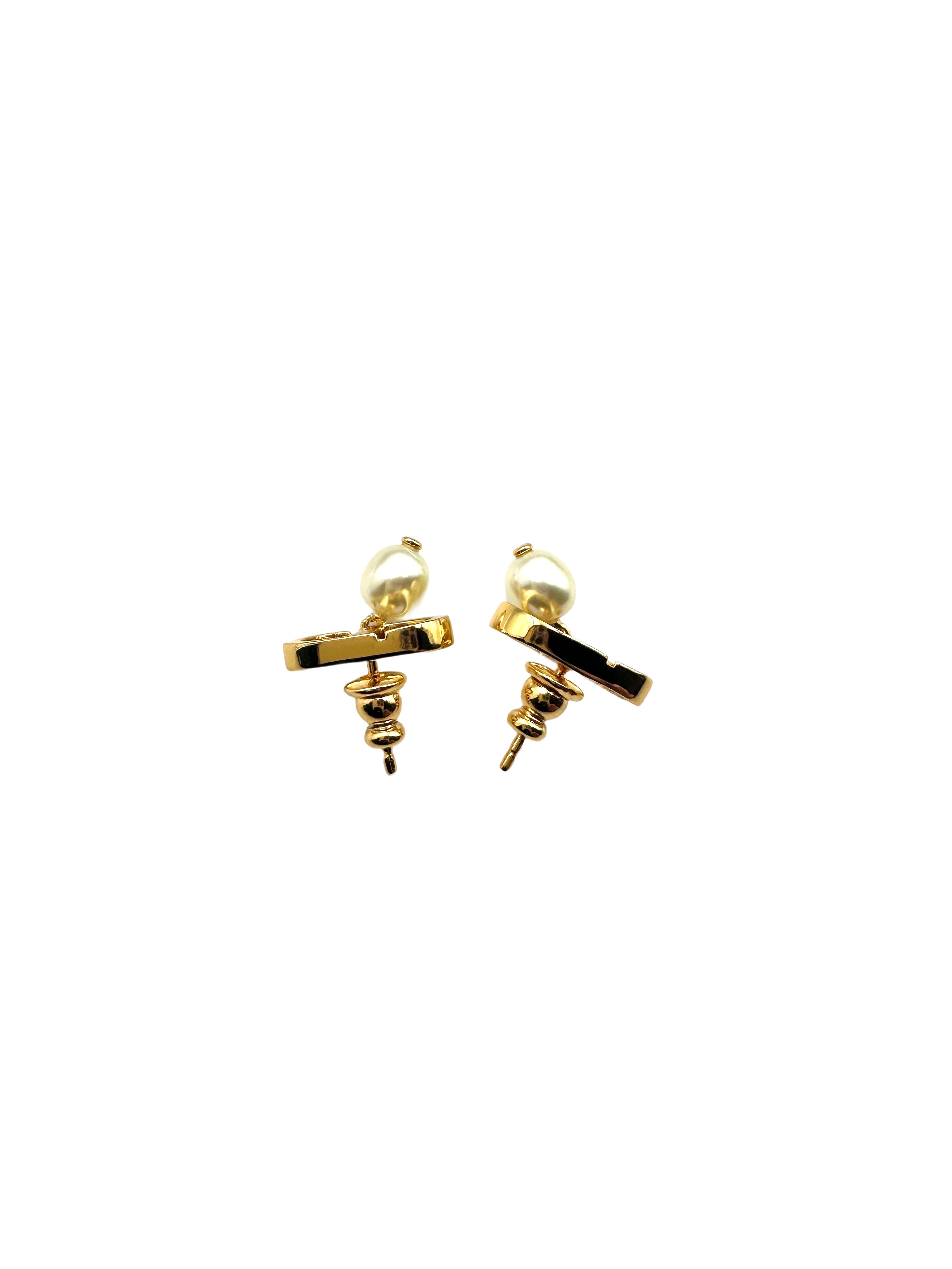 Dior Metal Petit CD Earrings with White Resin Pearls DOJE09