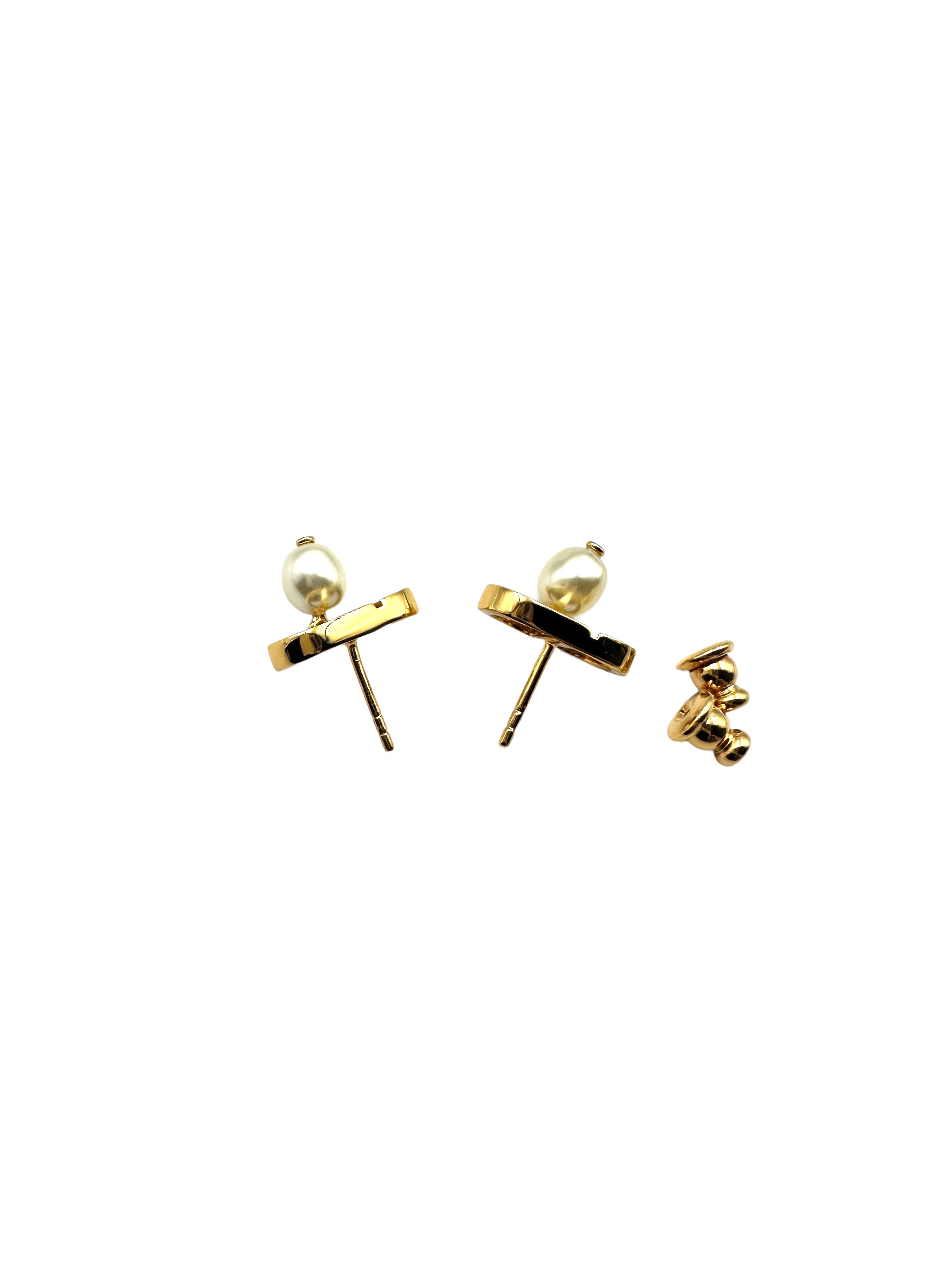 Dior Metal Petit CD Earrings with White Resin Pearls DOJE09