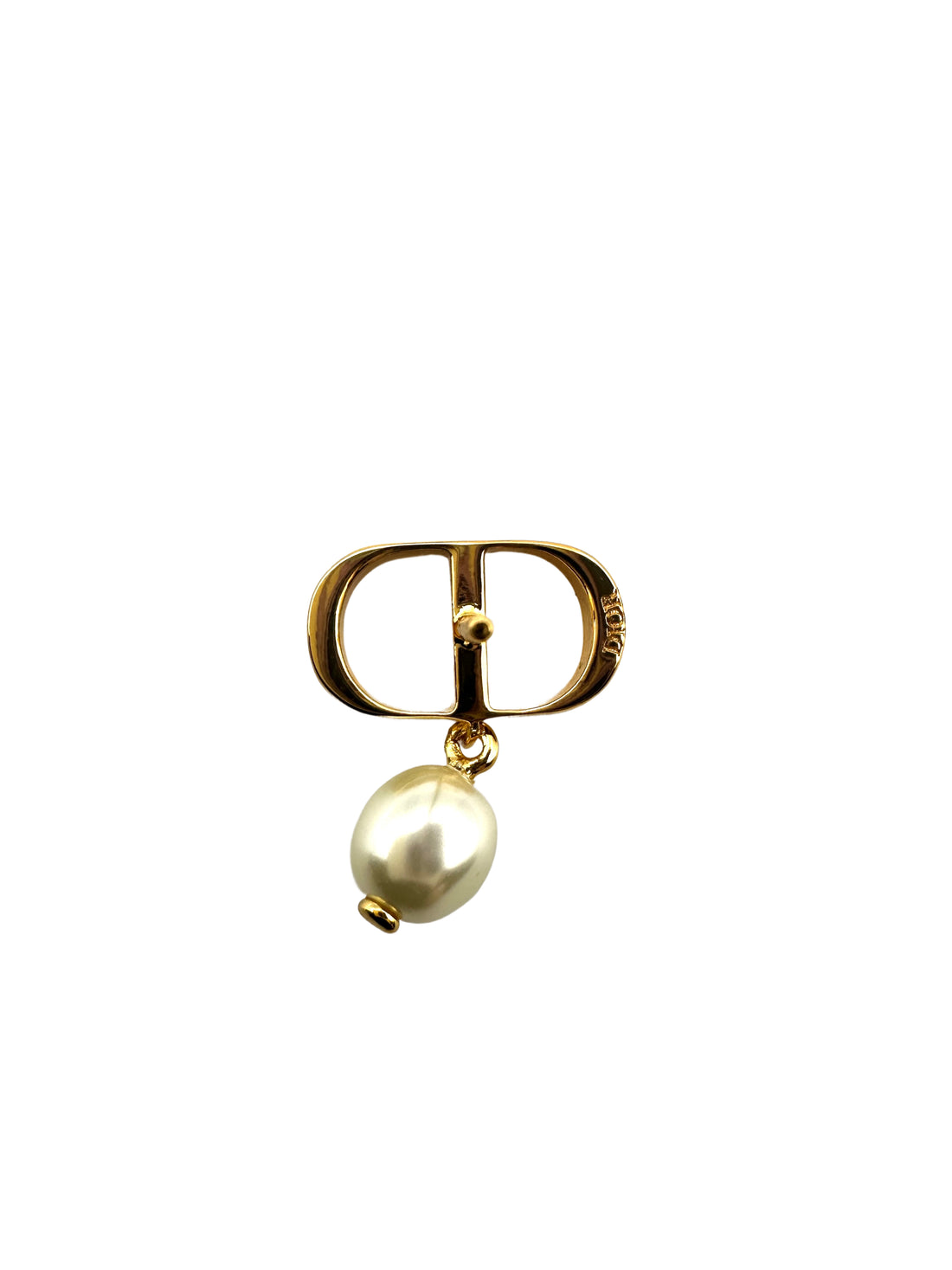 Dior Metal Petit CD Earrings with White Resin Pearls DOJE09