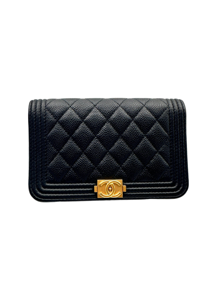 Chanel Caviar Leather Boy Wallet on Chain black (31***61) CC991