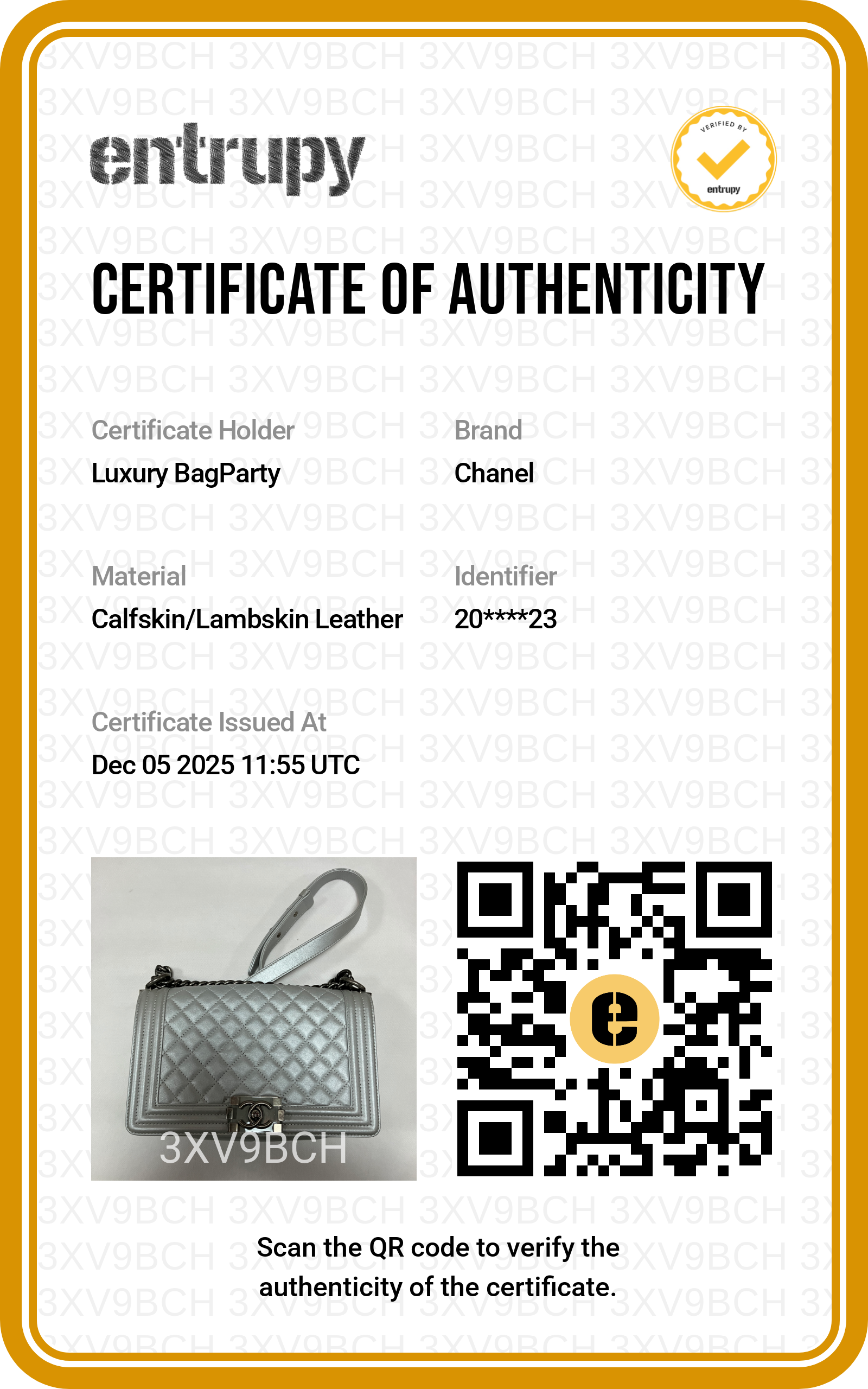 Chanel Lambskin Medium LeBoy Bag Silver (20***23) CC919