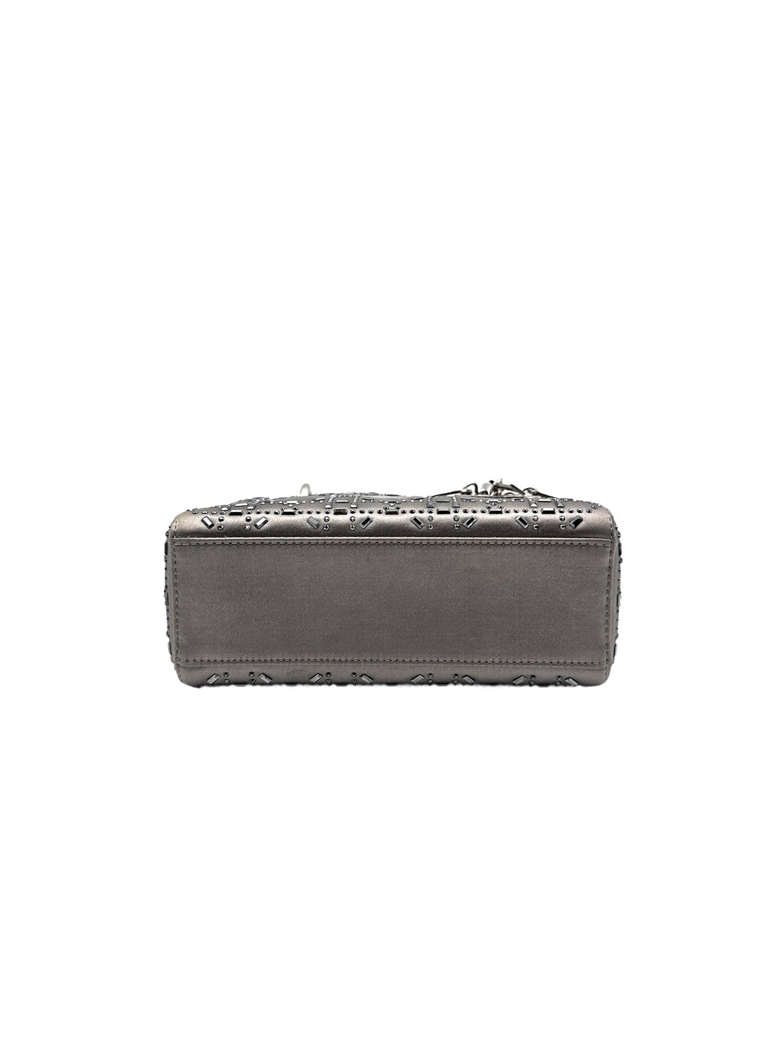 Dior Three-Compartment Satin Crystal-Studded Lady Dior Bag  Gray DR345