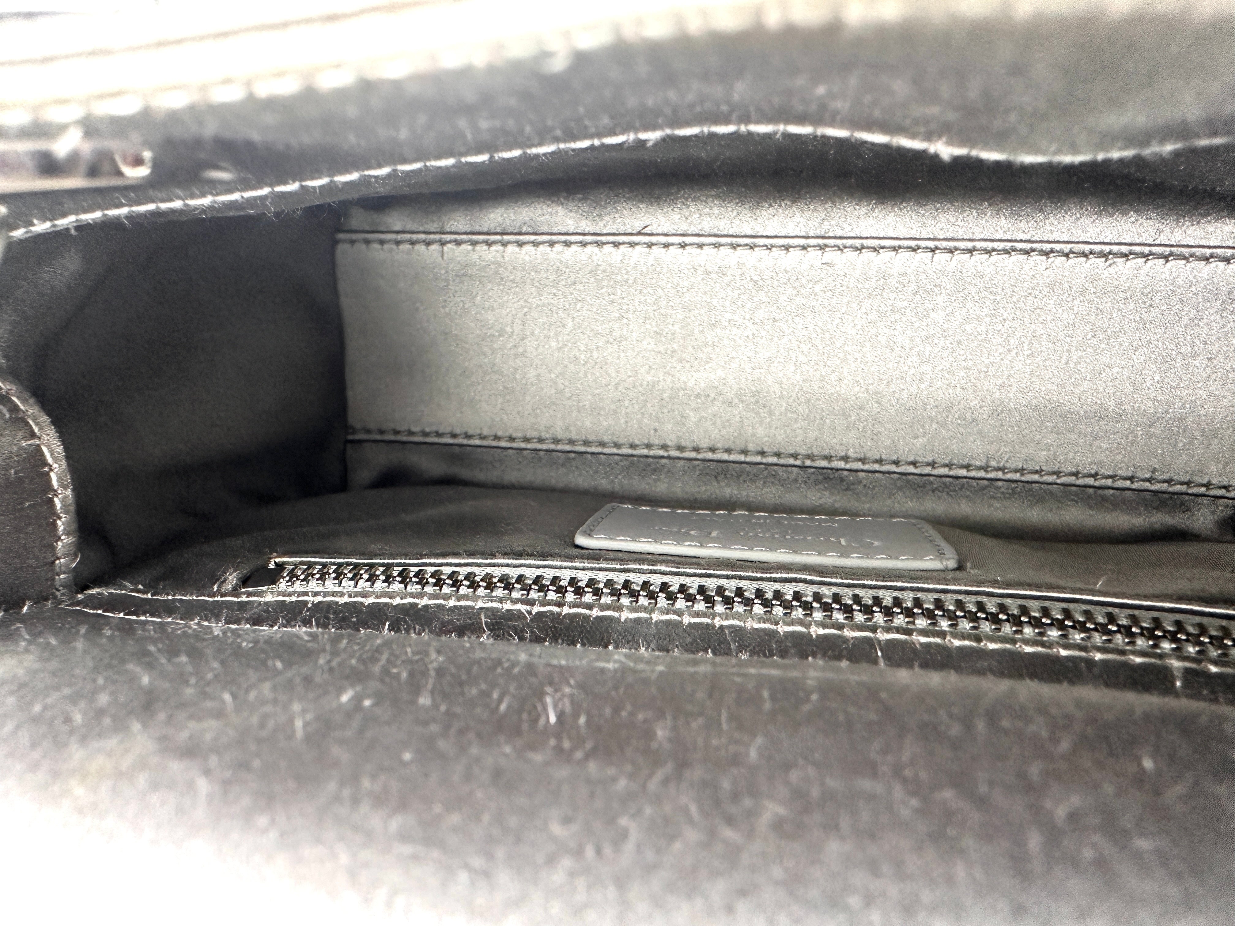 Dior Three-Compartment Satin Crystal-Studded Lady Dior Bag  Gray DR345