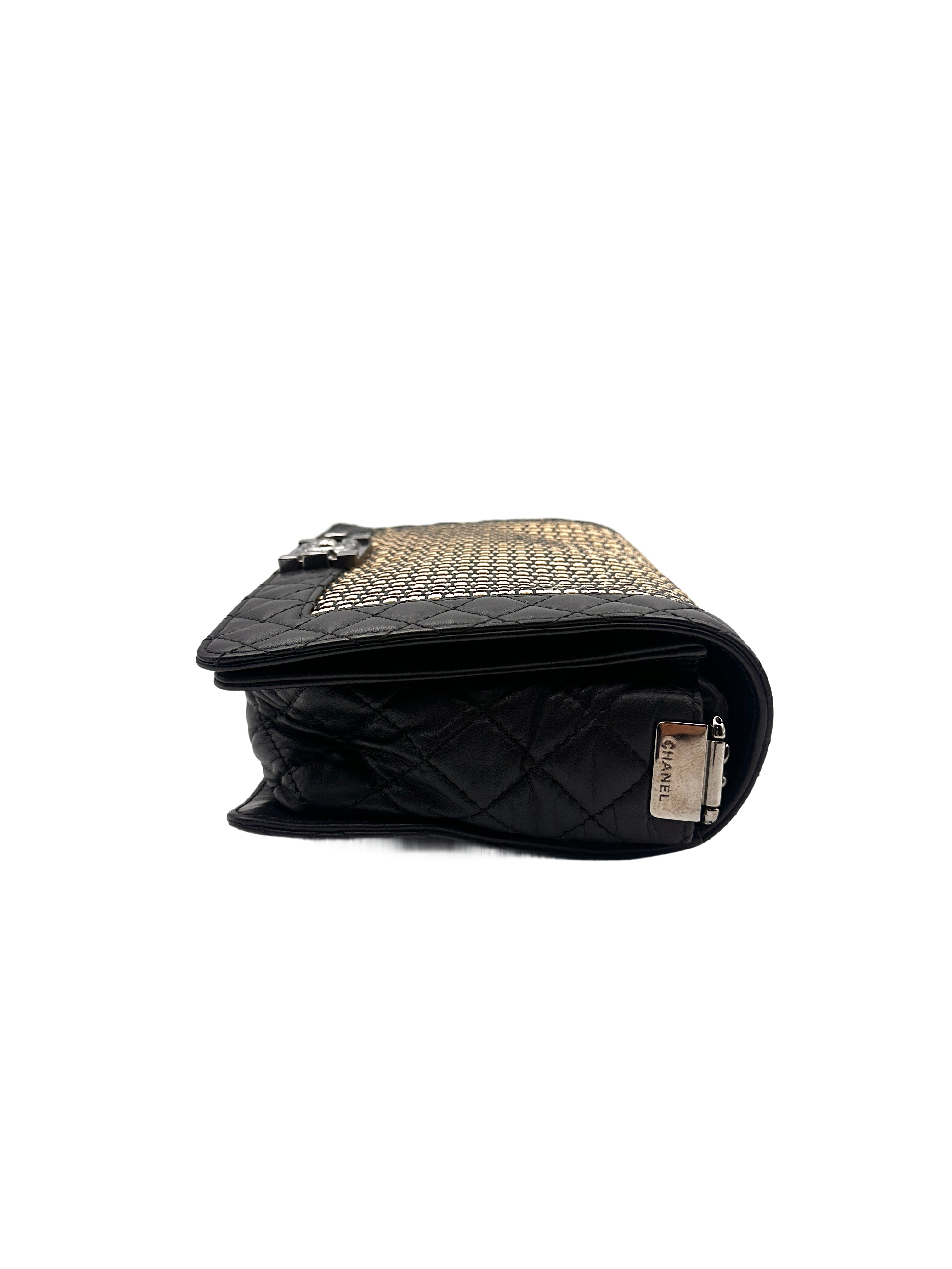 Chanel Black Leather Two-Tone LeBoy Bag  (19***32) CC899