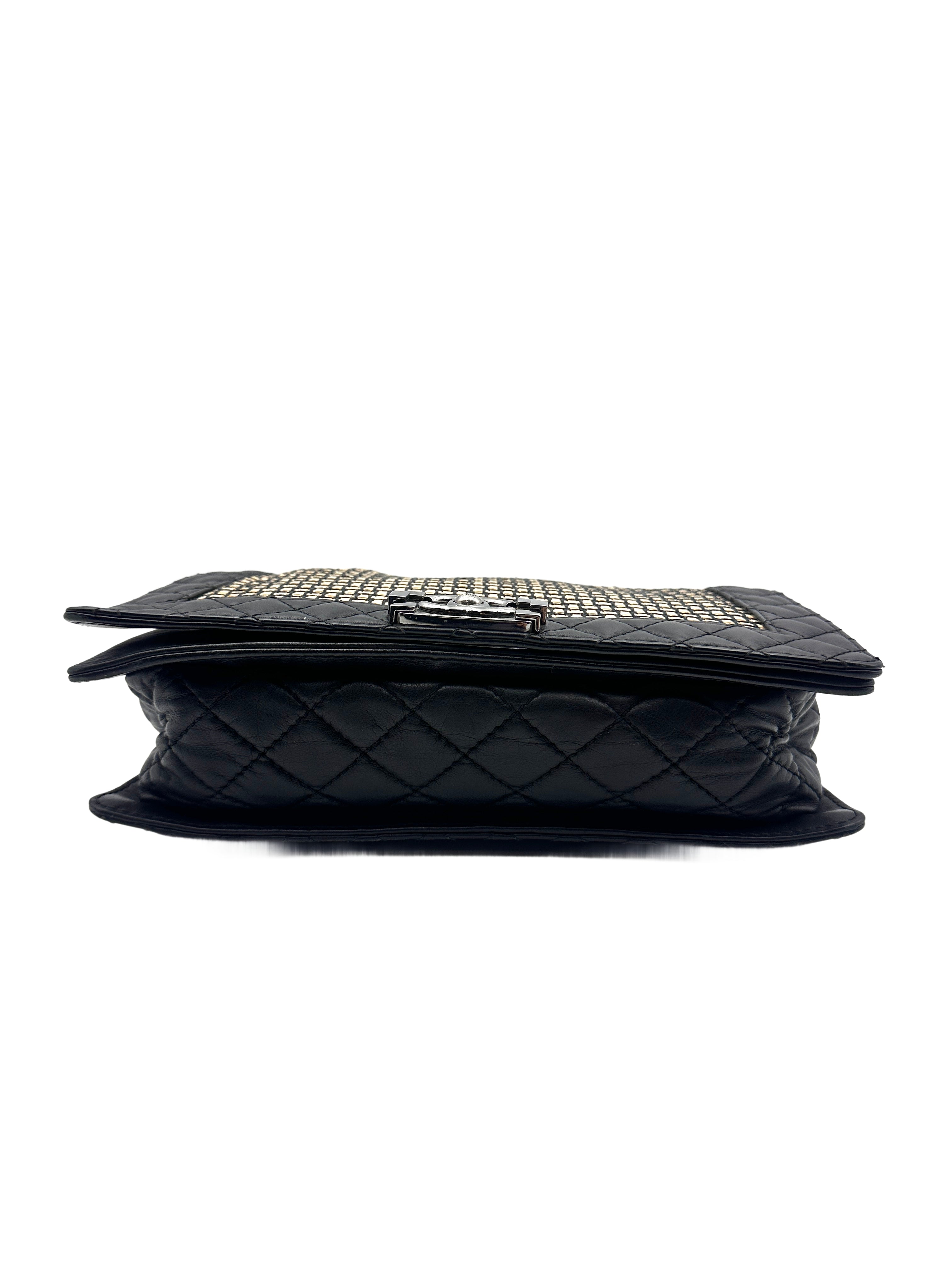 Chanel Black Leather Two-Tone LeBoy Bag  (19***32) CC899