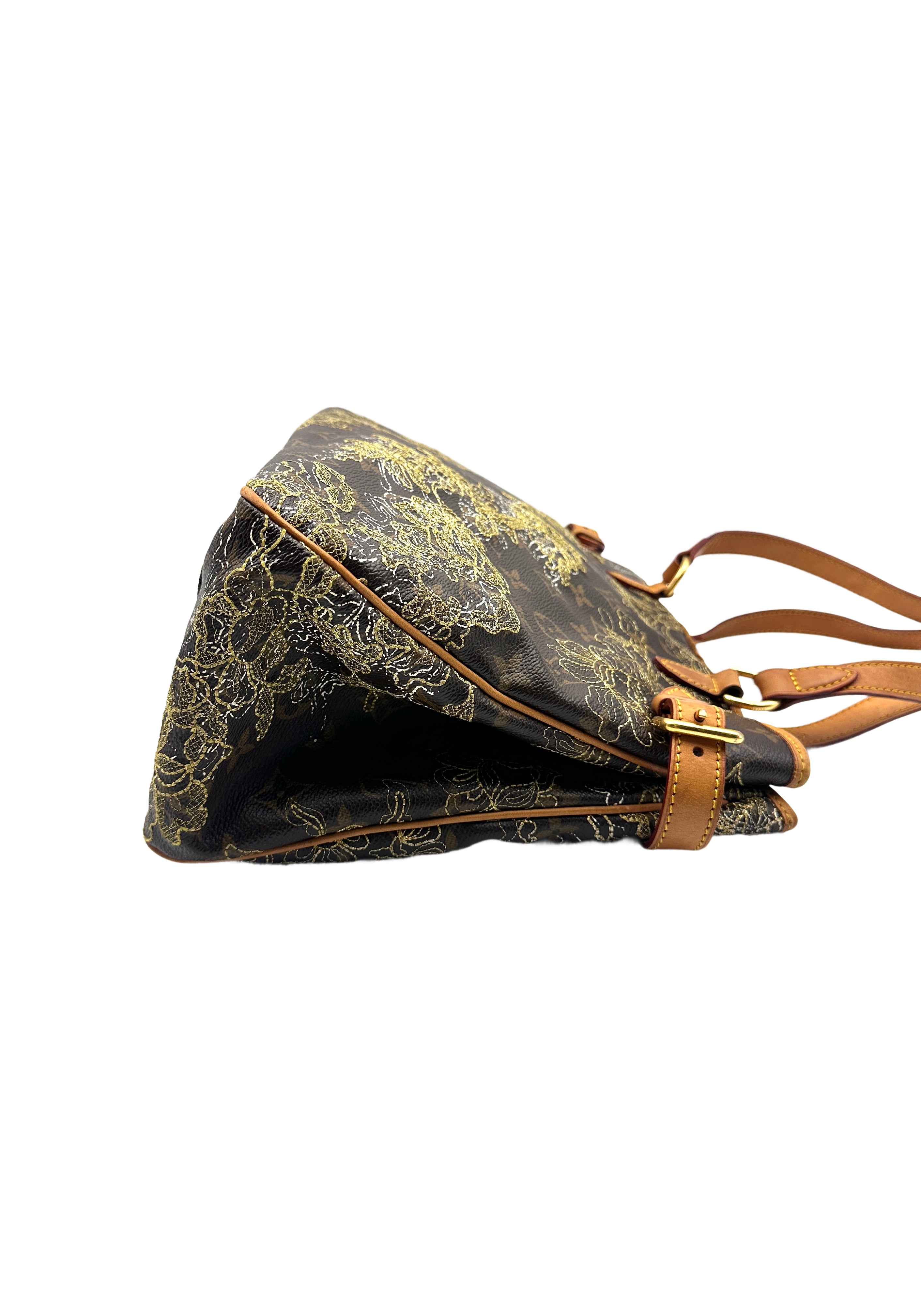 Louis Vuitton Monogram Limited Edition Gold Embroidered Horizontal Tote Bag Pumpkin Bag LV1395