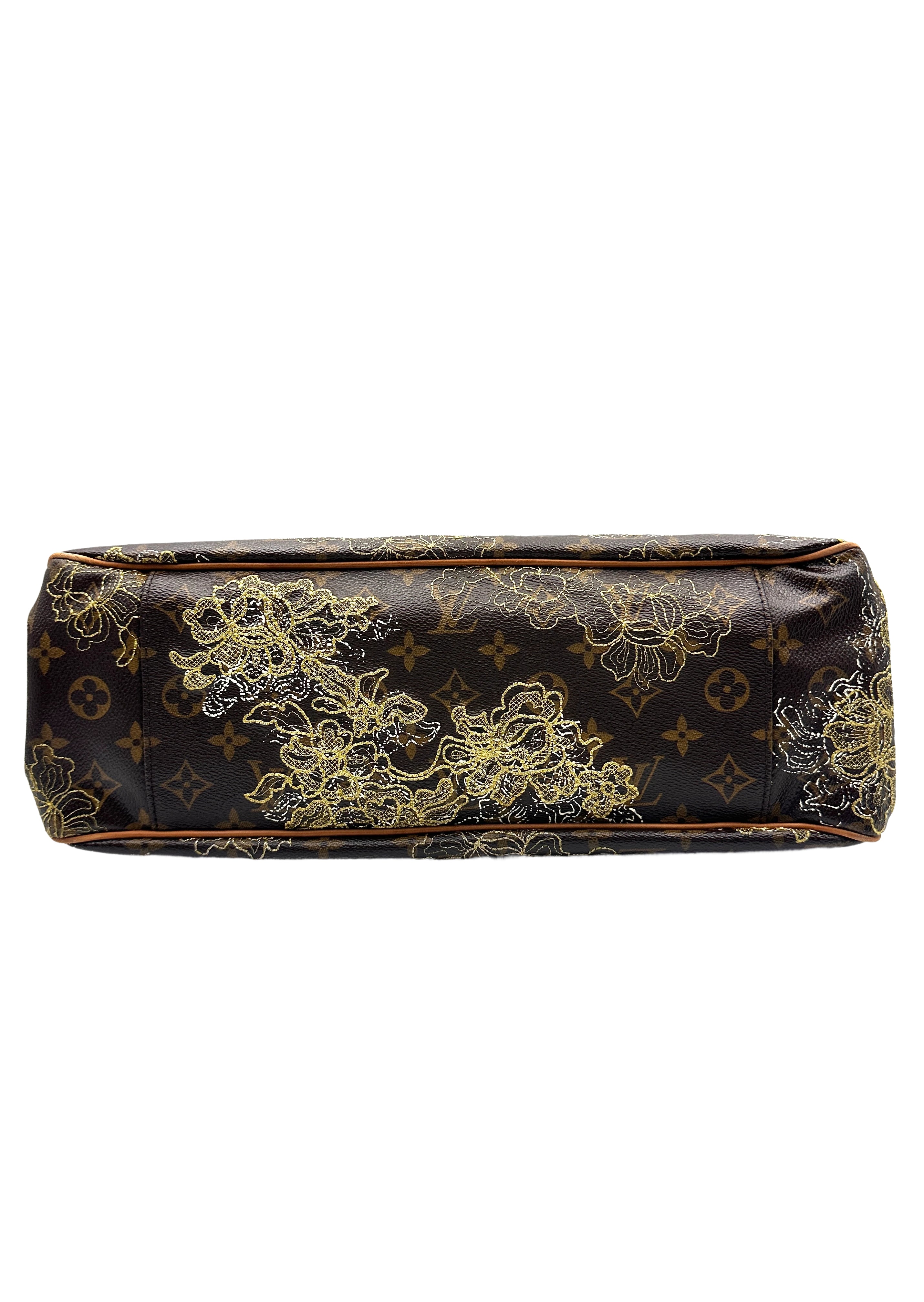 Louis Vuitton Monogram Limited Edition Gold Embroidered Horizontal Tote Bag Pumpkin Bag LV1395