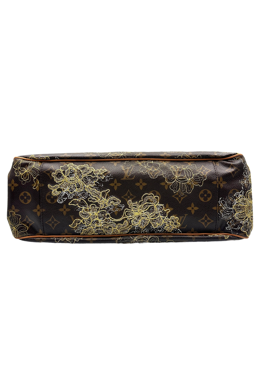 Louis Vuitton Monogram Limited Edition Gold Embroidered Horizontal Tote Bag Pumpkin Bag LV1395