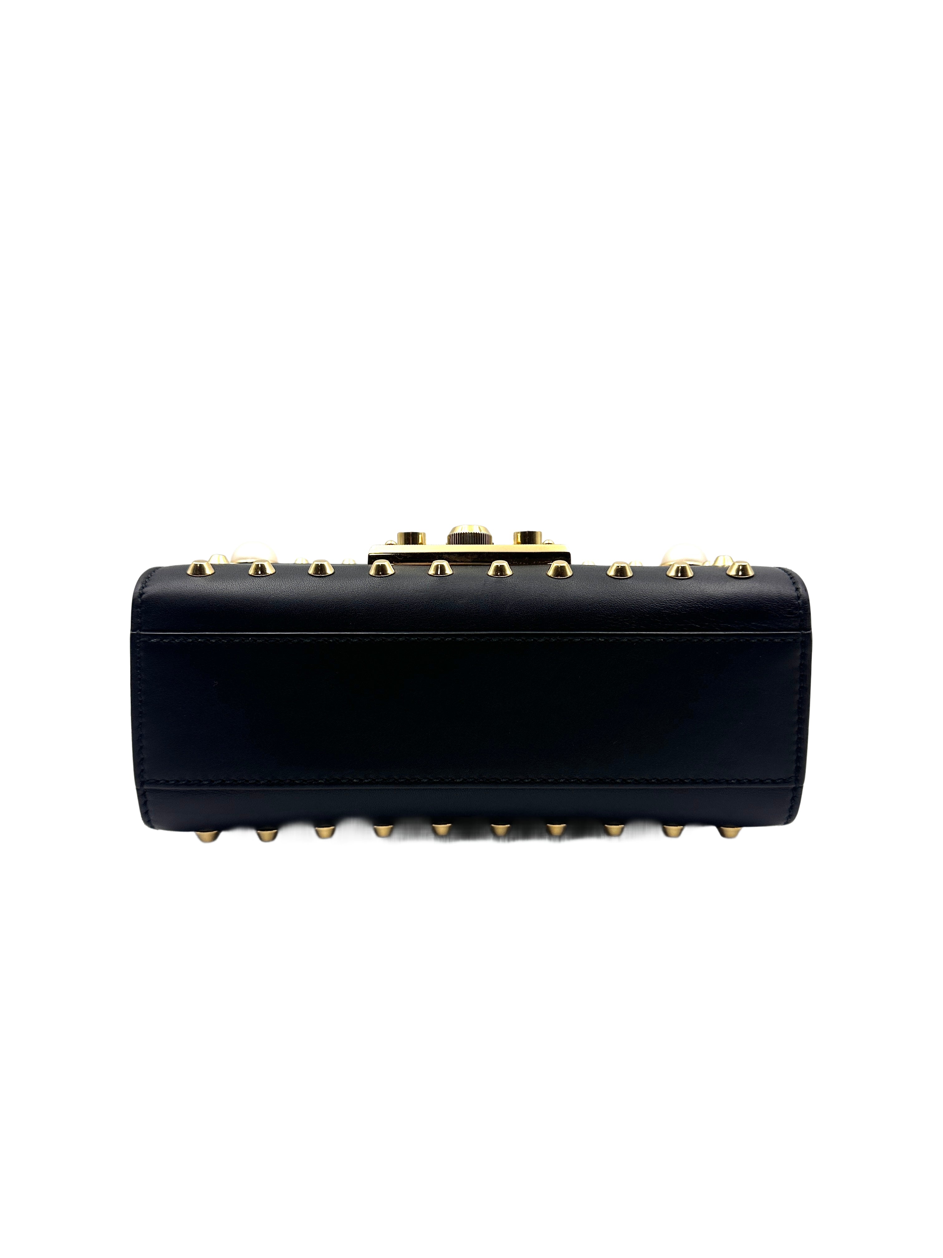 Gucci Padlock Small Black Full Leather Pearl Moonlight Jewelry Box GG606