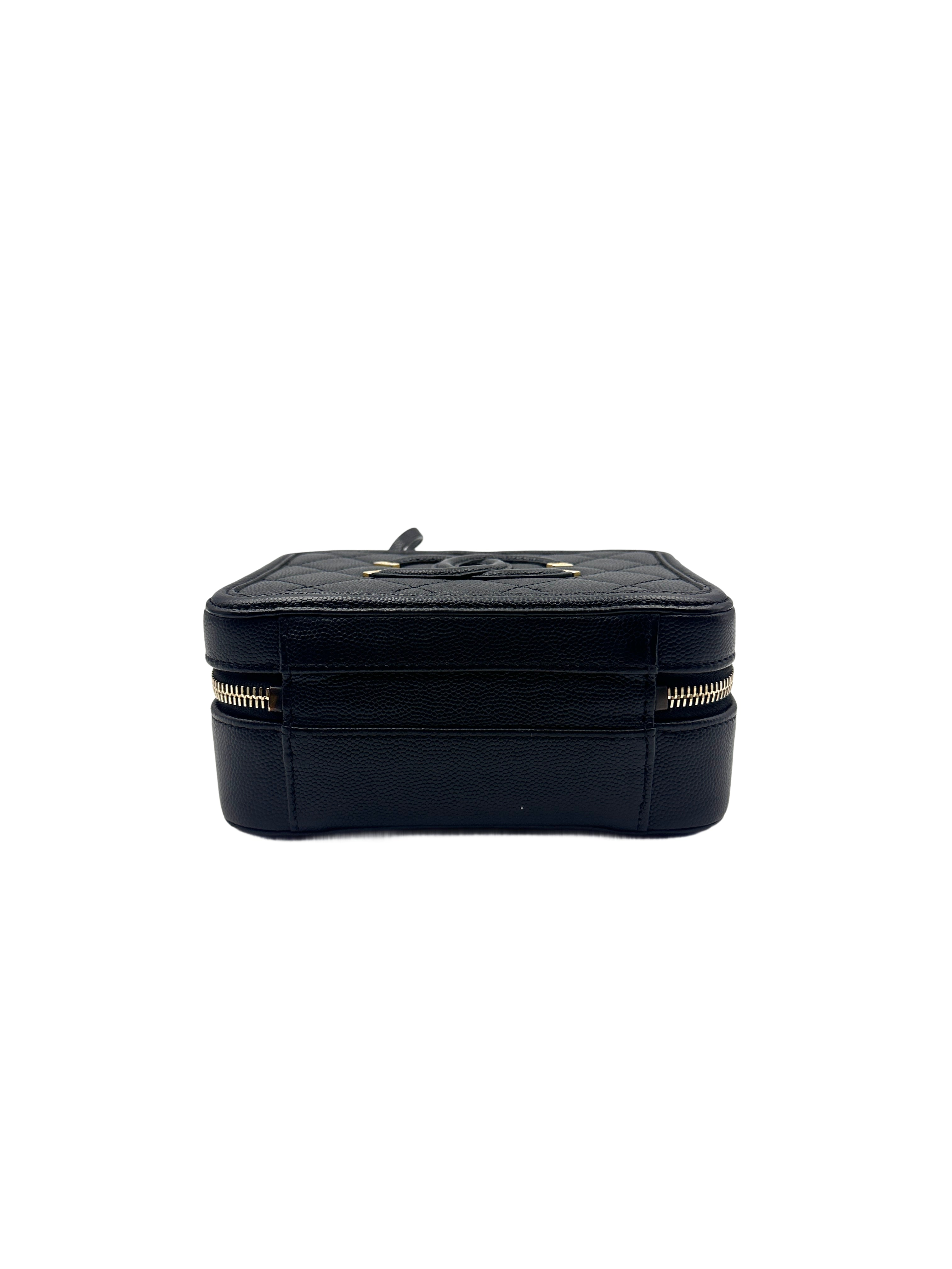 Chanel Vanity Case Small Size Lychee-Pattern Camera Bag Black Gold  (28***64) CC900