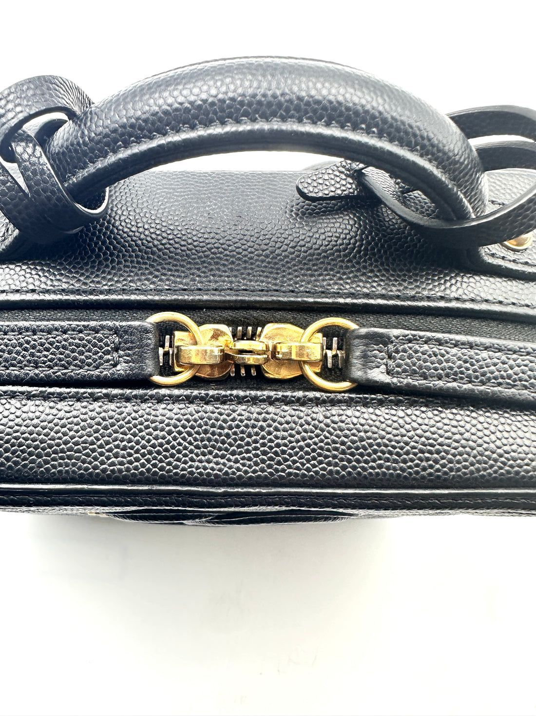 Chanel Vanity Case Small Size Lychee-Pattern Camera Bag Black Gold  (28***64) CC900