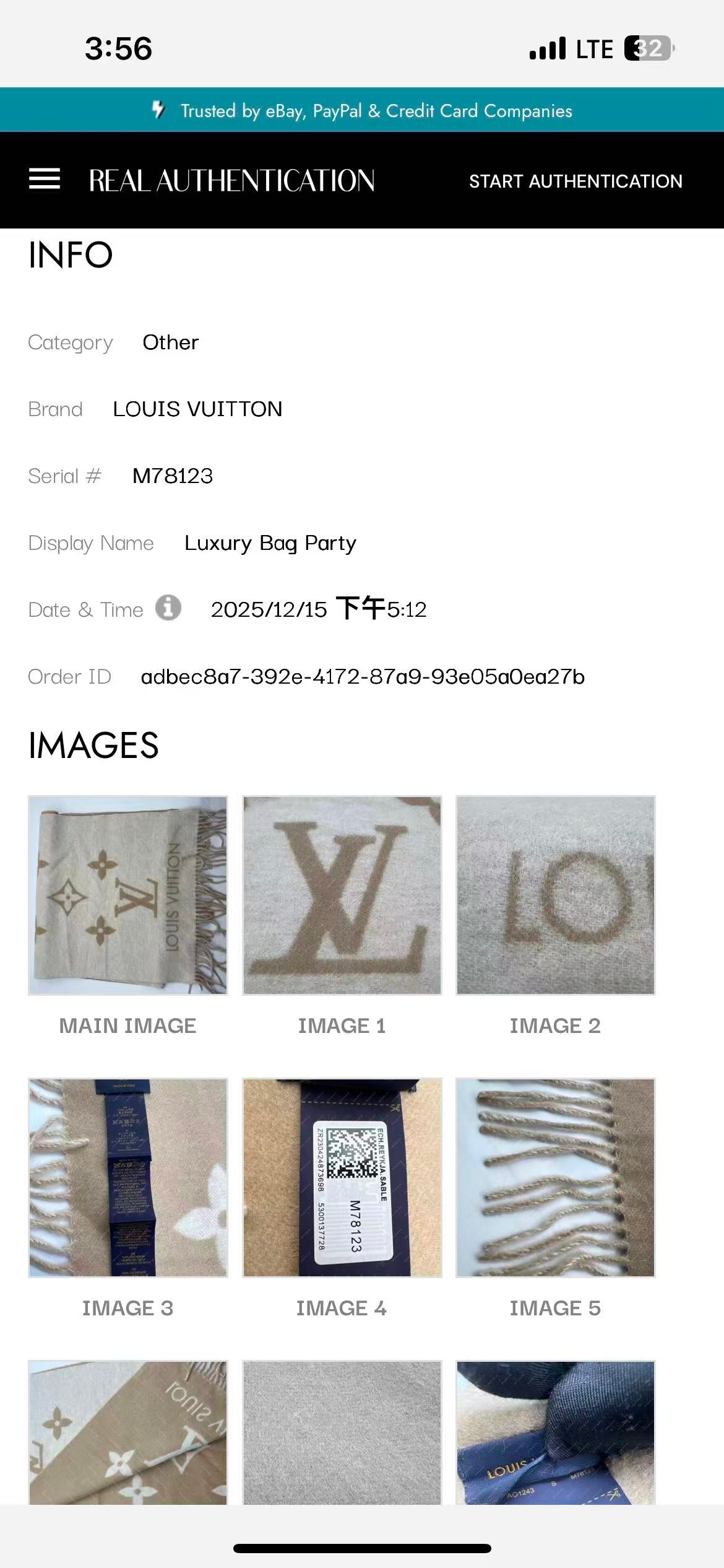 LV 100% Cashmere Oversized Printed Logo Scarf  LVS03