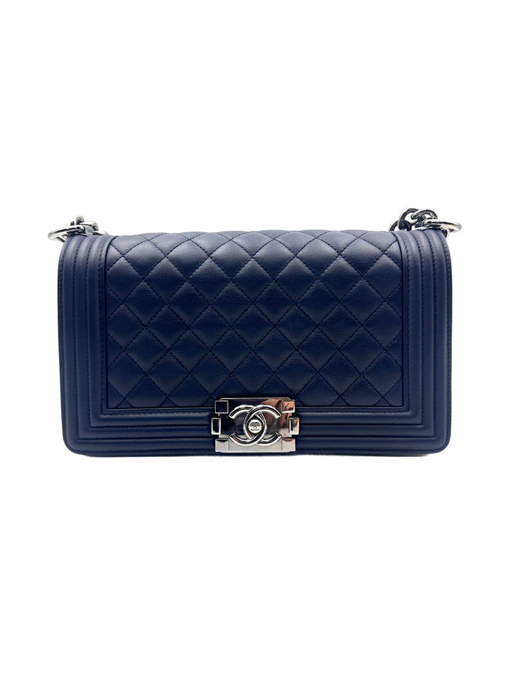 Chanel Classic LeBoy Bag with Silver Buckle Dark Blue (20***76) CC901