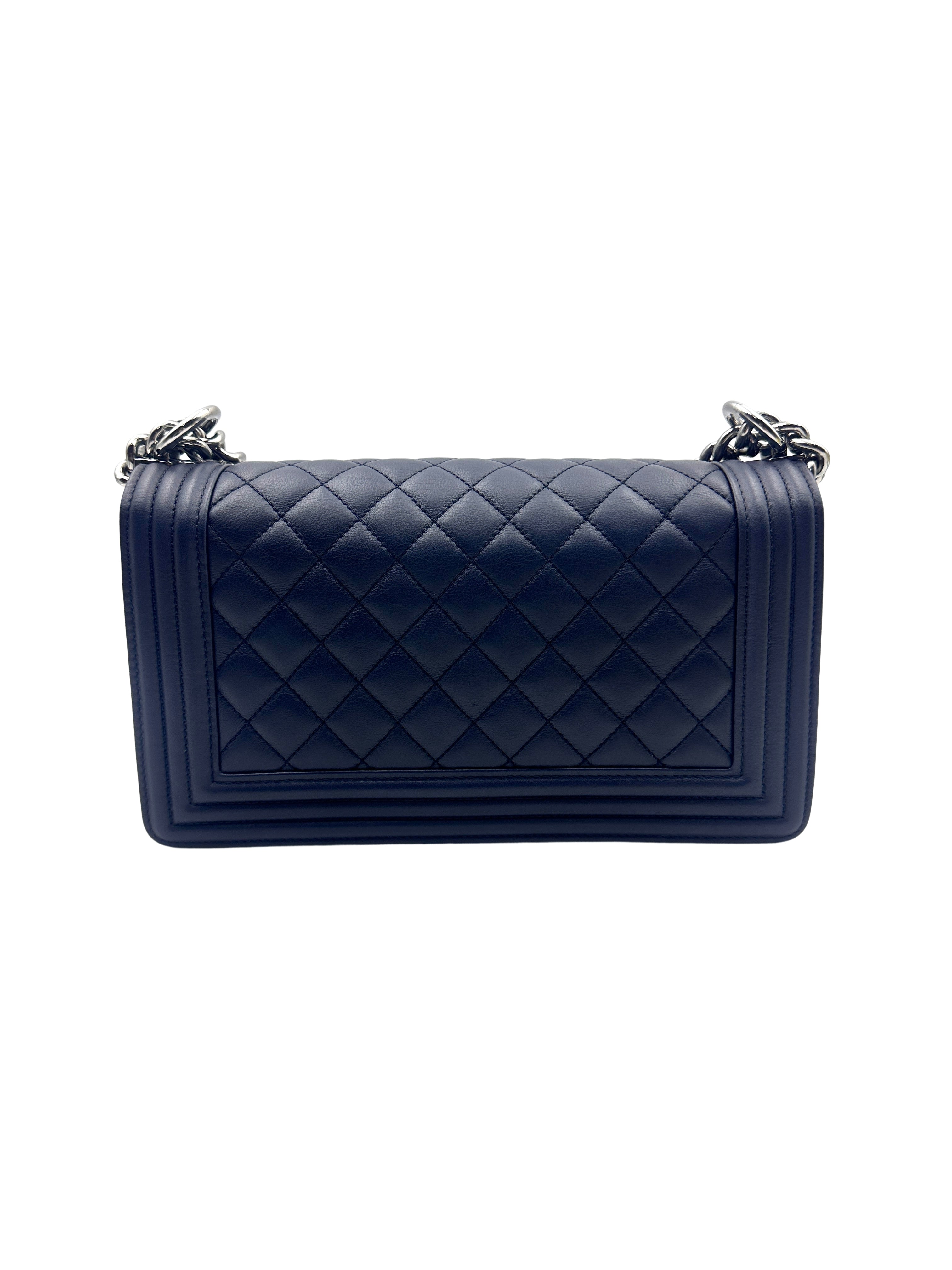 Chanel Classic LeBoy Bag with Silver Buckle Dark Blue (20***76) CC901