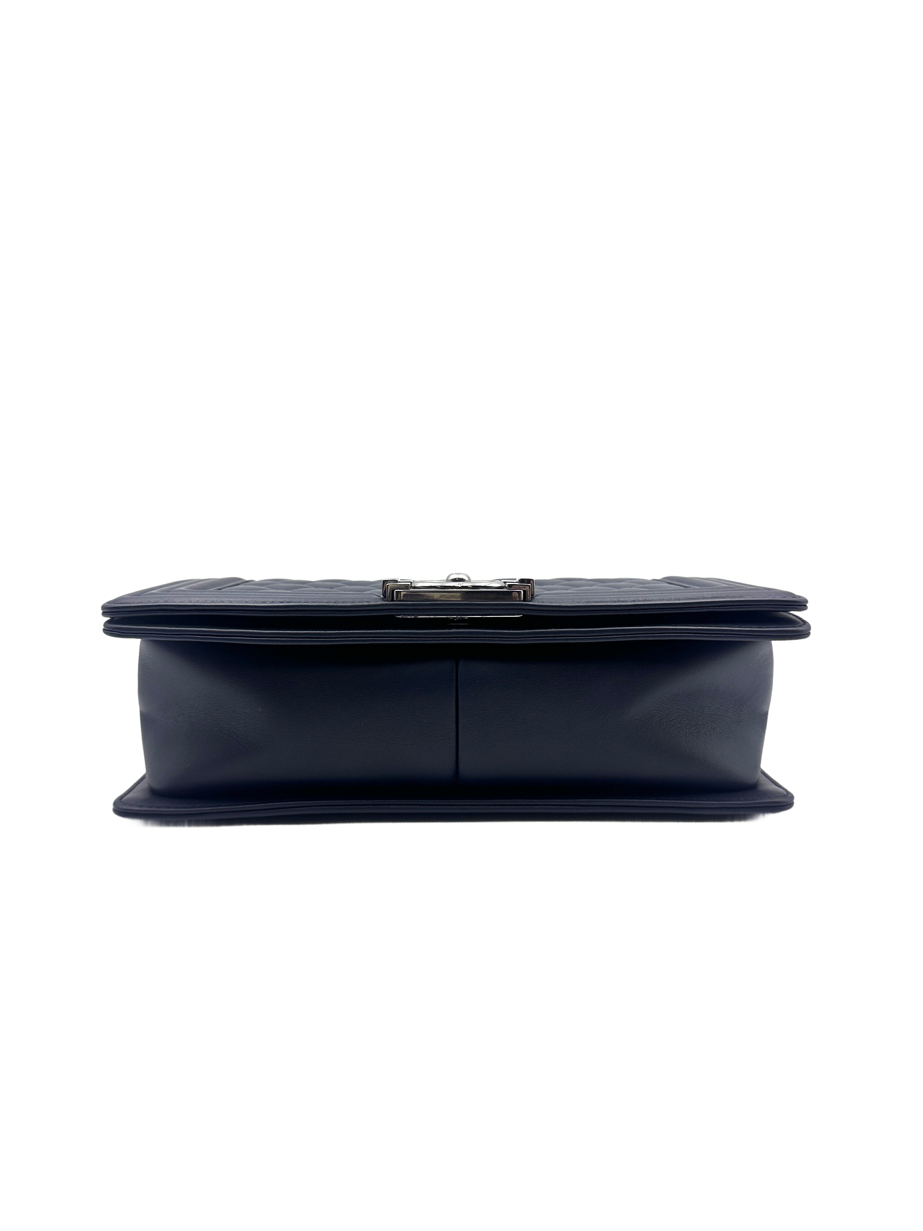 Chanel Classic LeBoy Bag with Silver Buckle Dark Blue (20***76) CC901