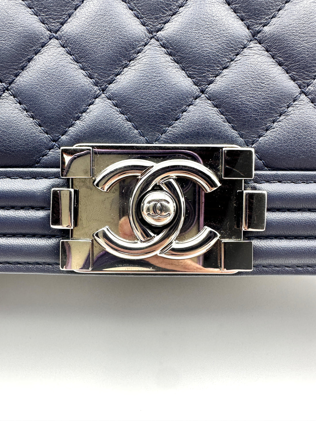 Chanel Classic LeBoy Bag with Silver Buckle Dark Blue (20***76) CC901
