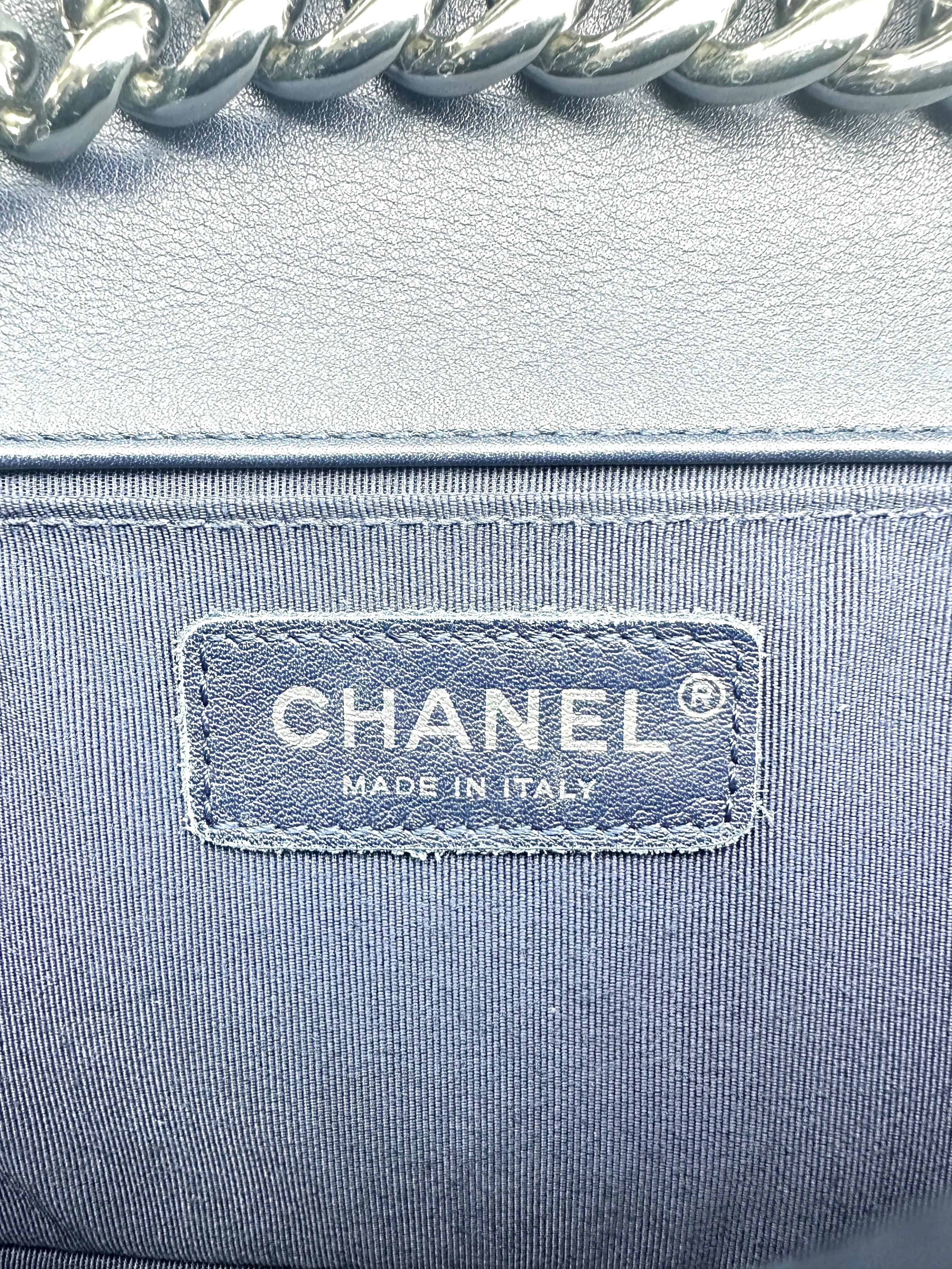 Chanel Classic LeBoy Bag with Silver Buckle Dark Blue (20***76) CC901