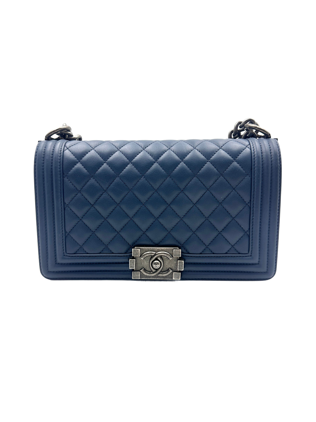 Chanel Leboy Bag with Antique-Finished Silver Buckle Blue Color (26***94) CC902