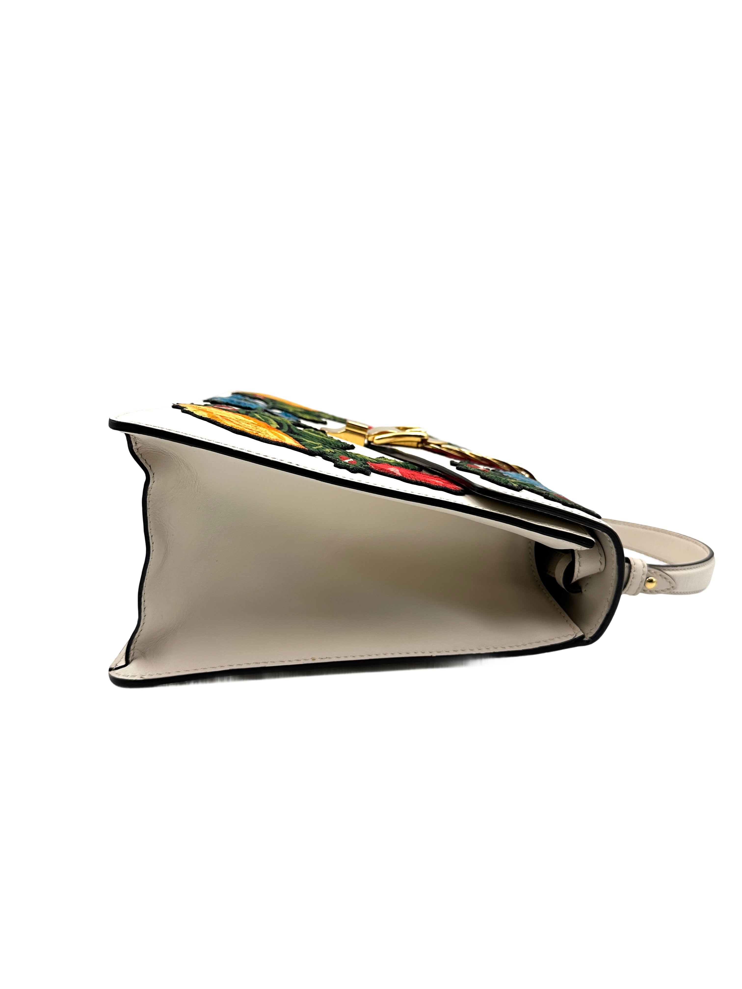 Gucci White Full-Leather Large Sylvie Shoulder/Crossbody Bag GG608