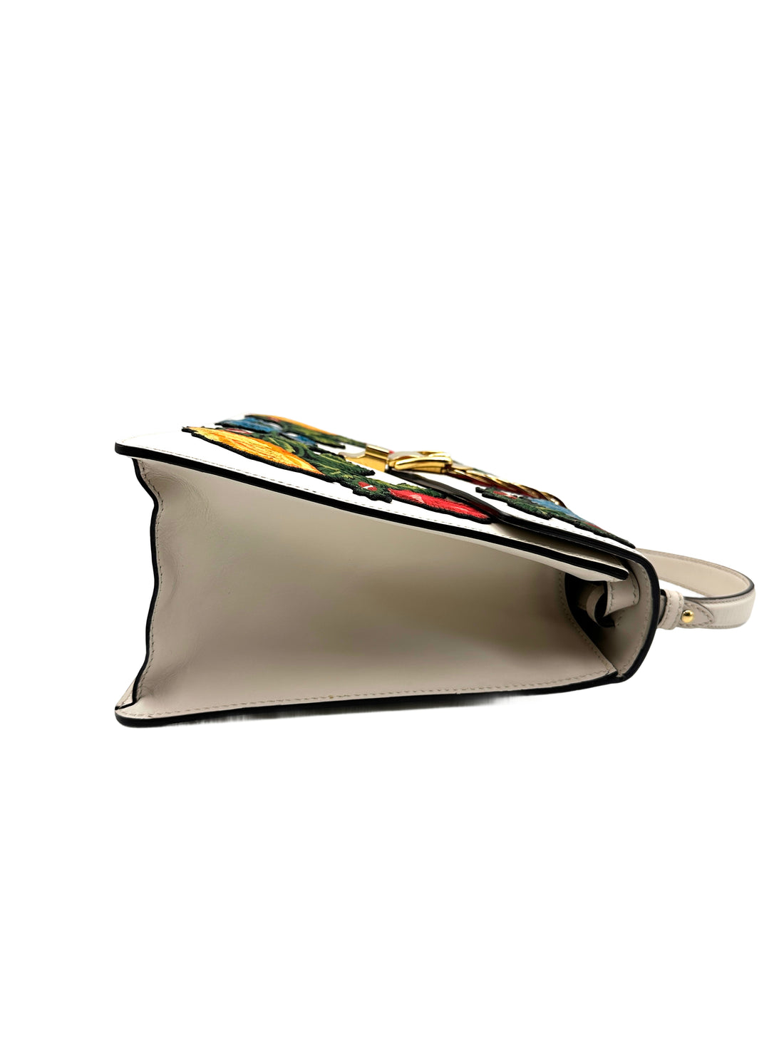 Gucci White Full-Leather Large Sylvie Shoulder/Crossbody Bag GG608