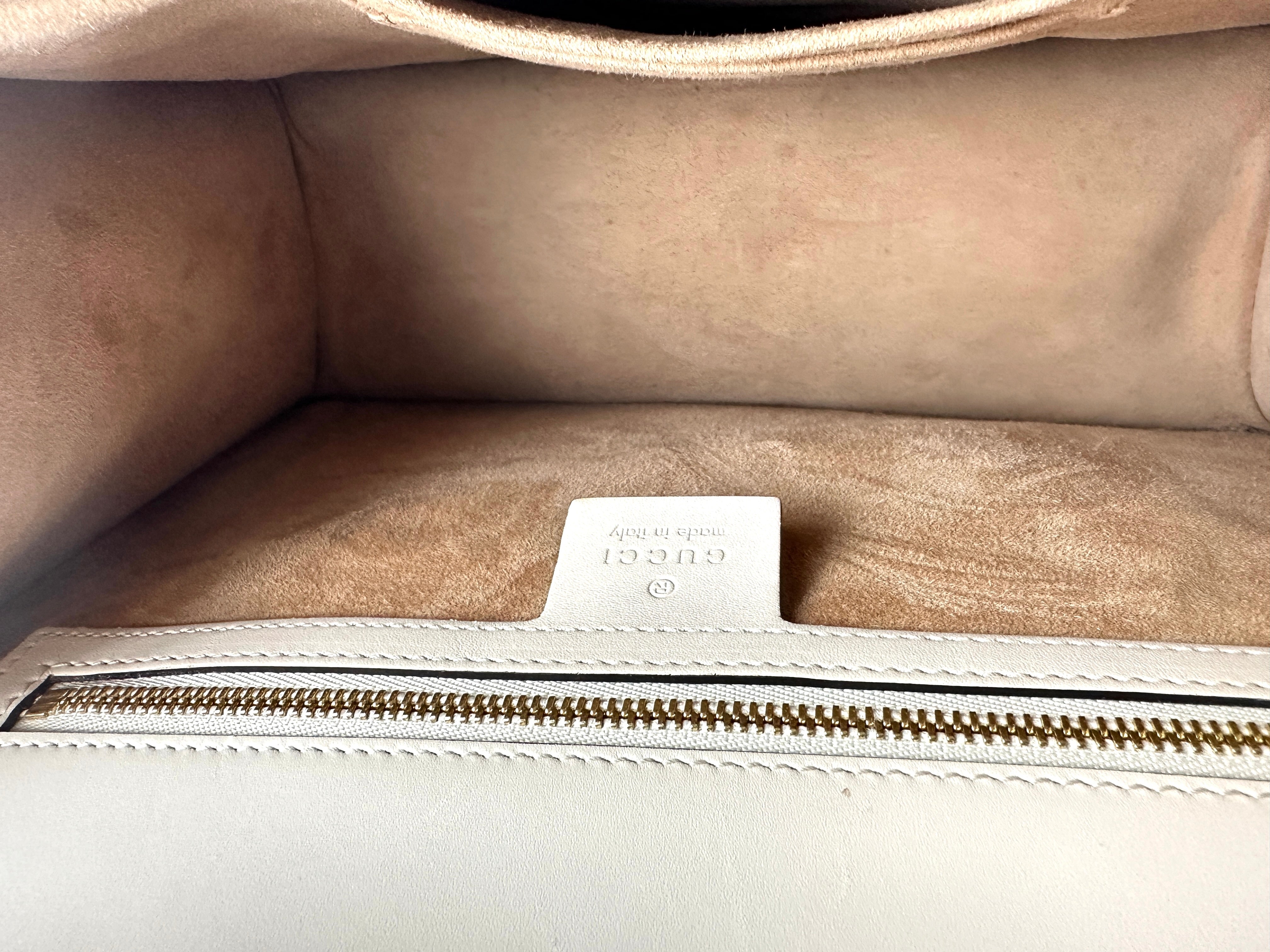 Gucci White Full-Leather Large Sylvie Shoulder/Crossbody Bag GG608