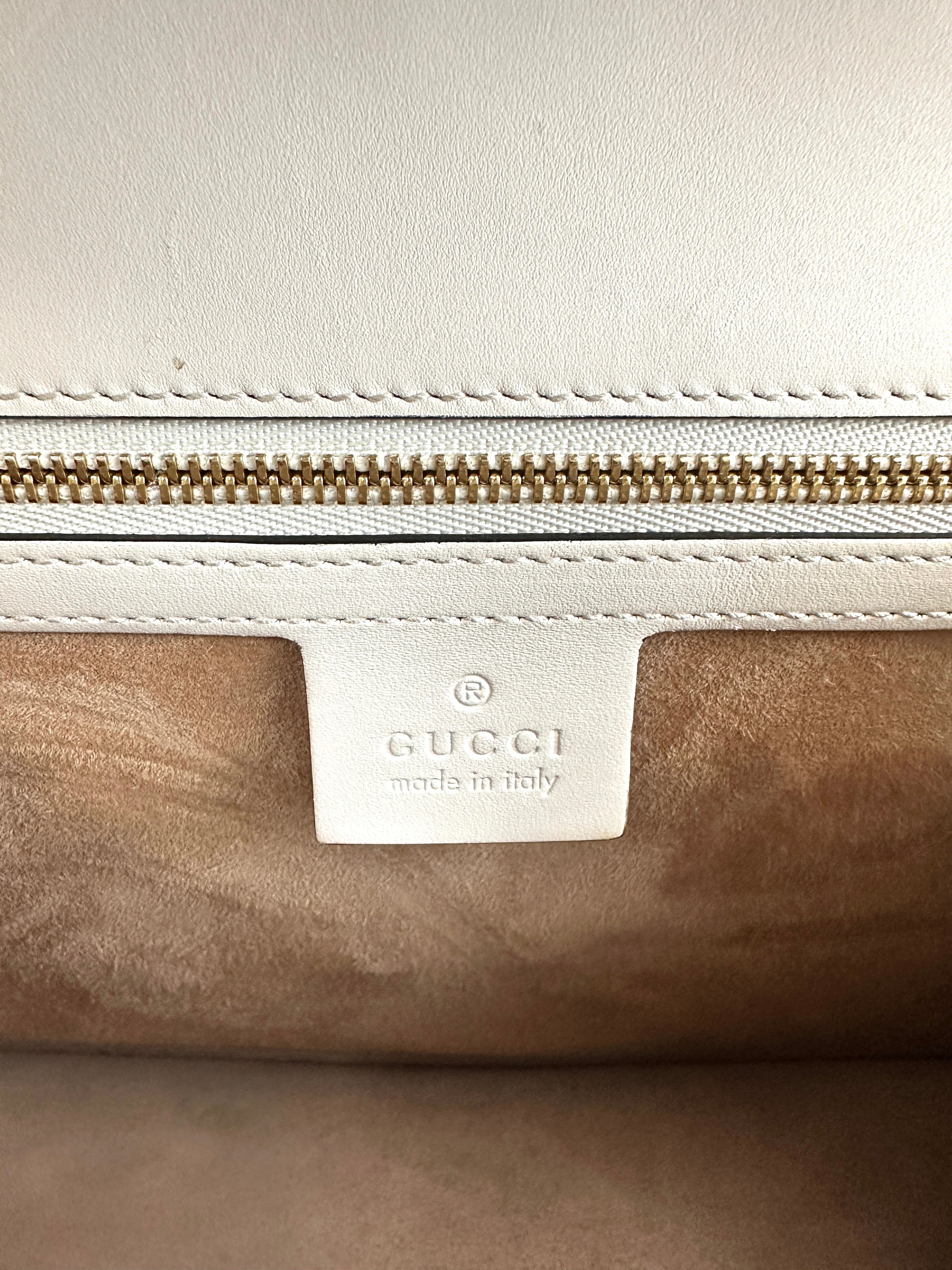 Gucci White Full-Leather Large Sylvie Shoulder/Crossbody Bag GG608
