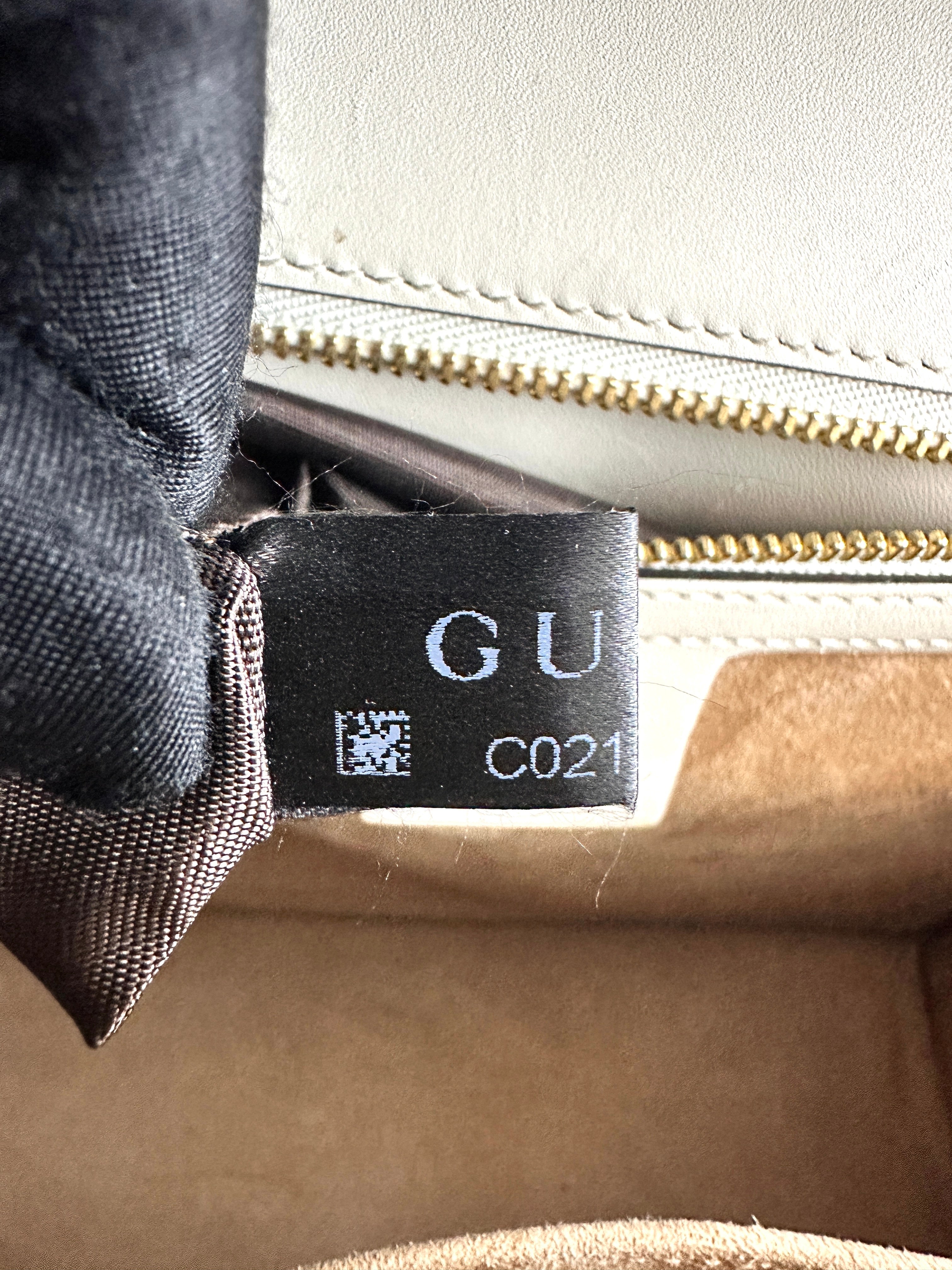 Gucci White Full-Leather Large Sylvie Shoulder/Crossbody Bag GG608